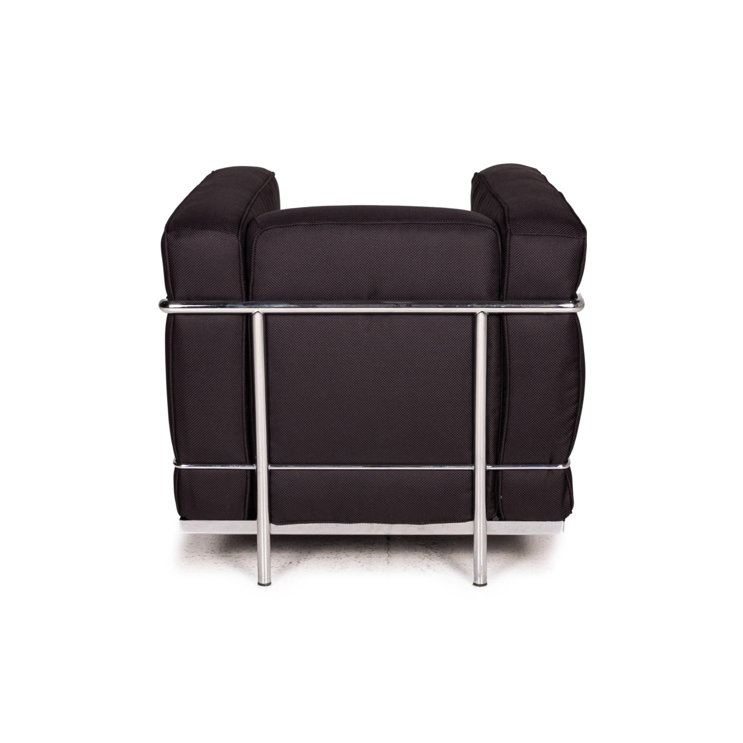 Cassina Le Corbusier LC 2 Fabric Armchair Set Black For Sale 1