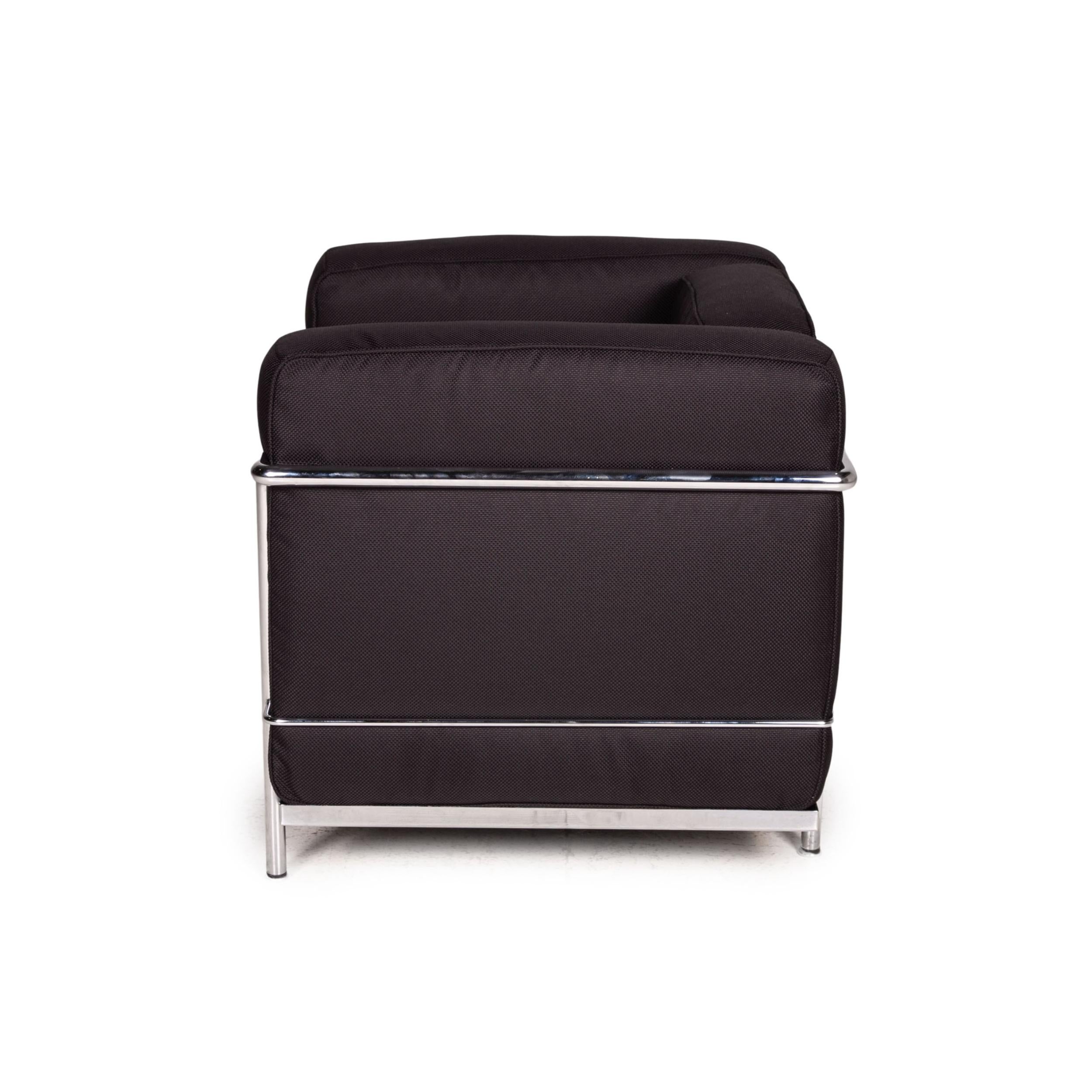 Cassina Le Corbusier LC 2 Fabric Armchair Set Black For Sale 2