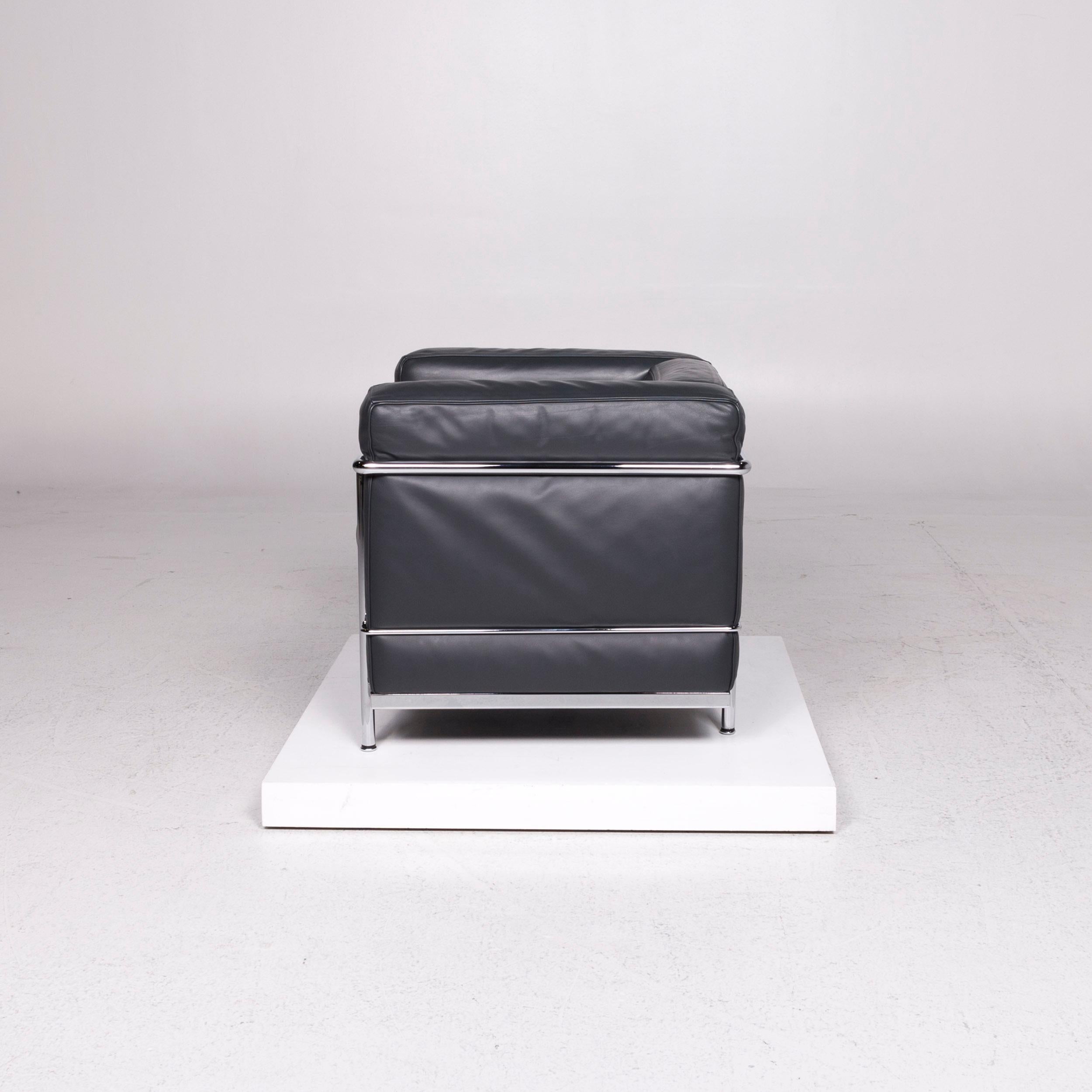 Cassina Le Corbusier LC 2 Leather Armchair Anthracite Gray 4