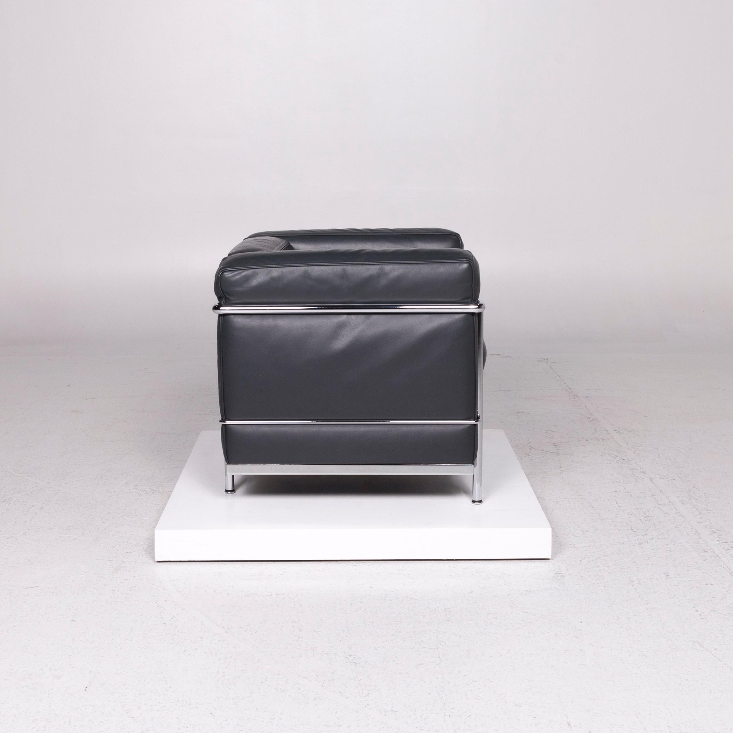 Cassina Le Corbusier LC 2 Leather Armchair Anthracite Gray 2