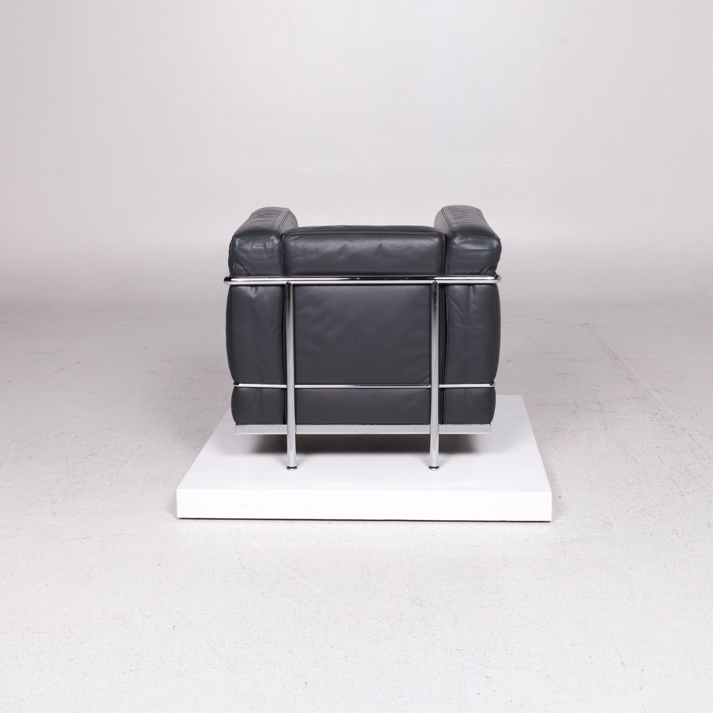 Cassina Le Corbusier LC 2 Leather Armchair Anthracite Gray 3