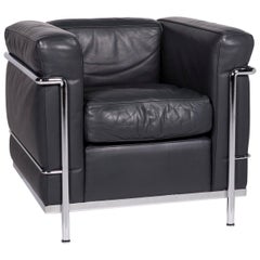 Cassina Le Corbusier LC 2 Leather Armchair Anthracite Gray