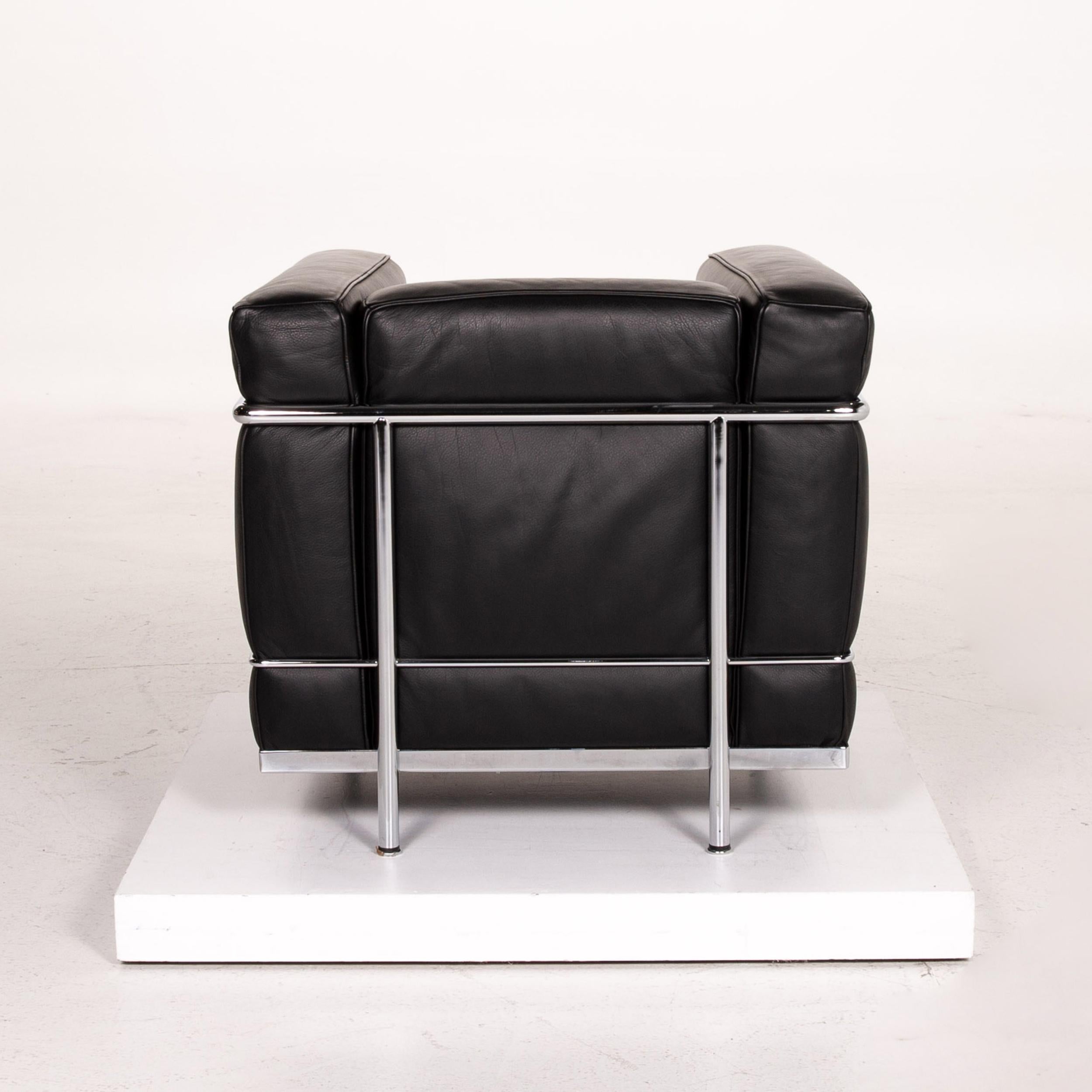 Cassina Le Corbusier LC 2 Leather Armchair Black For Sale 4