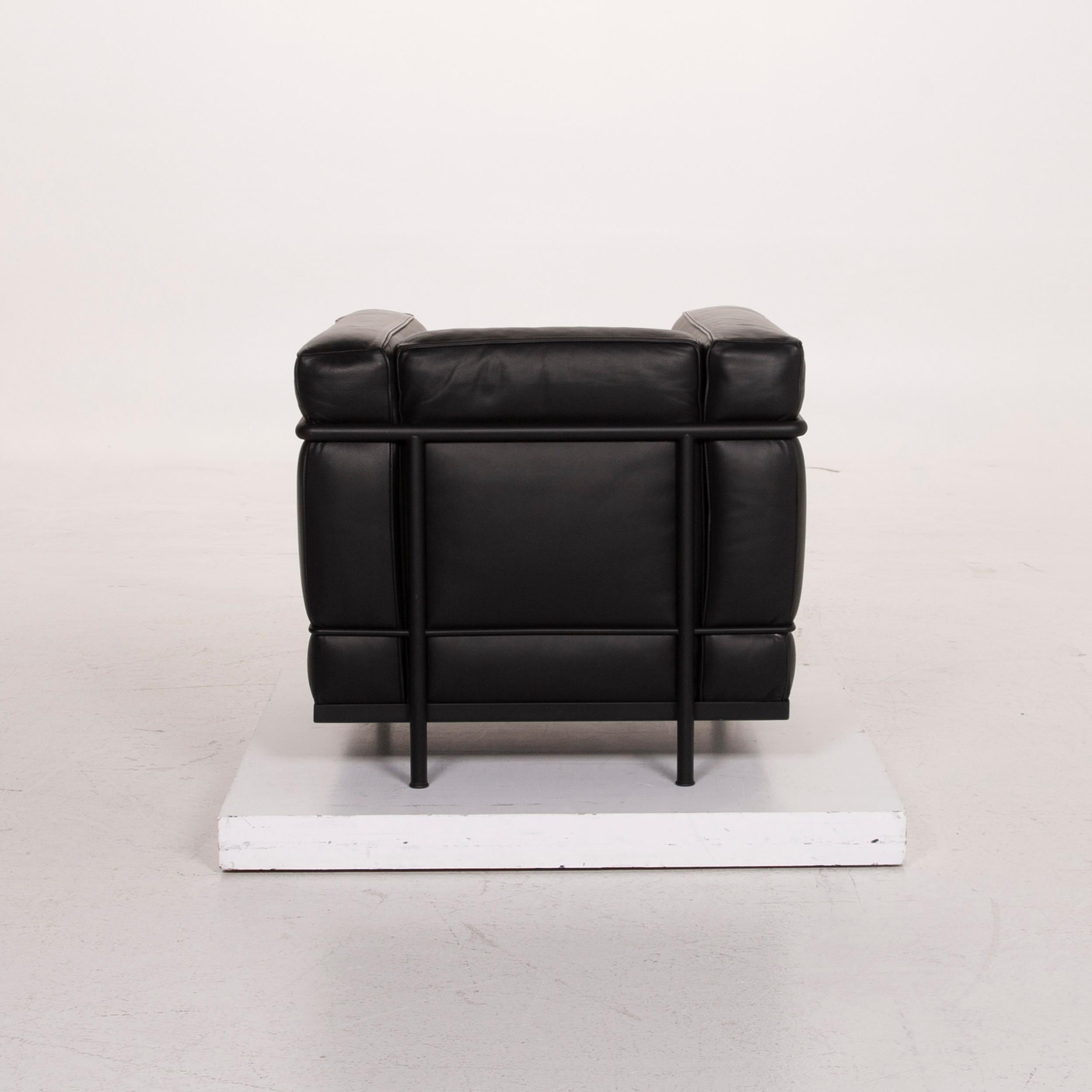 Cassina Le Corbusier LC 2 Leather Armchair Black For Sale 4
