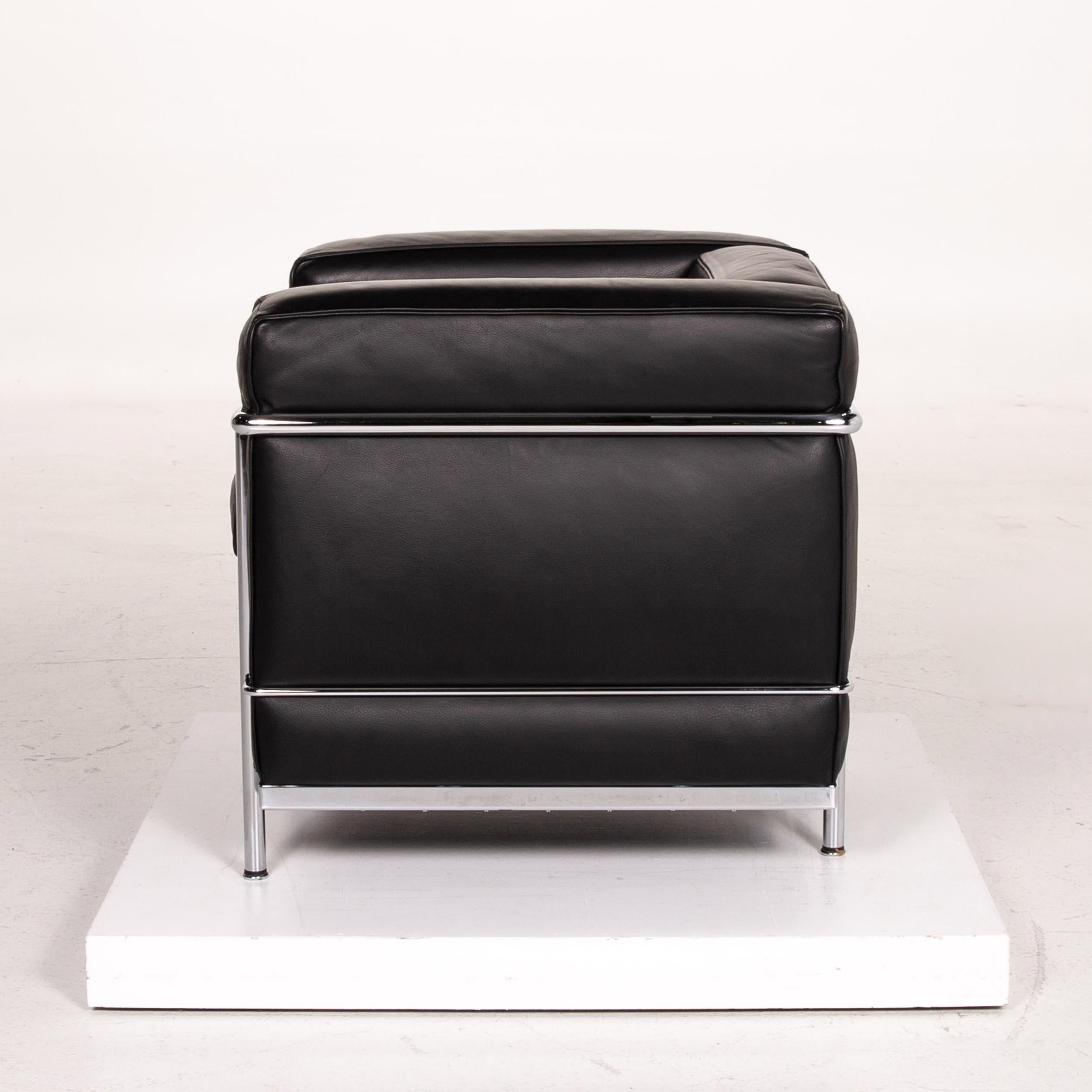 Cassina Le Corbusier LC 2 Leather Armchair Black For Sale 5