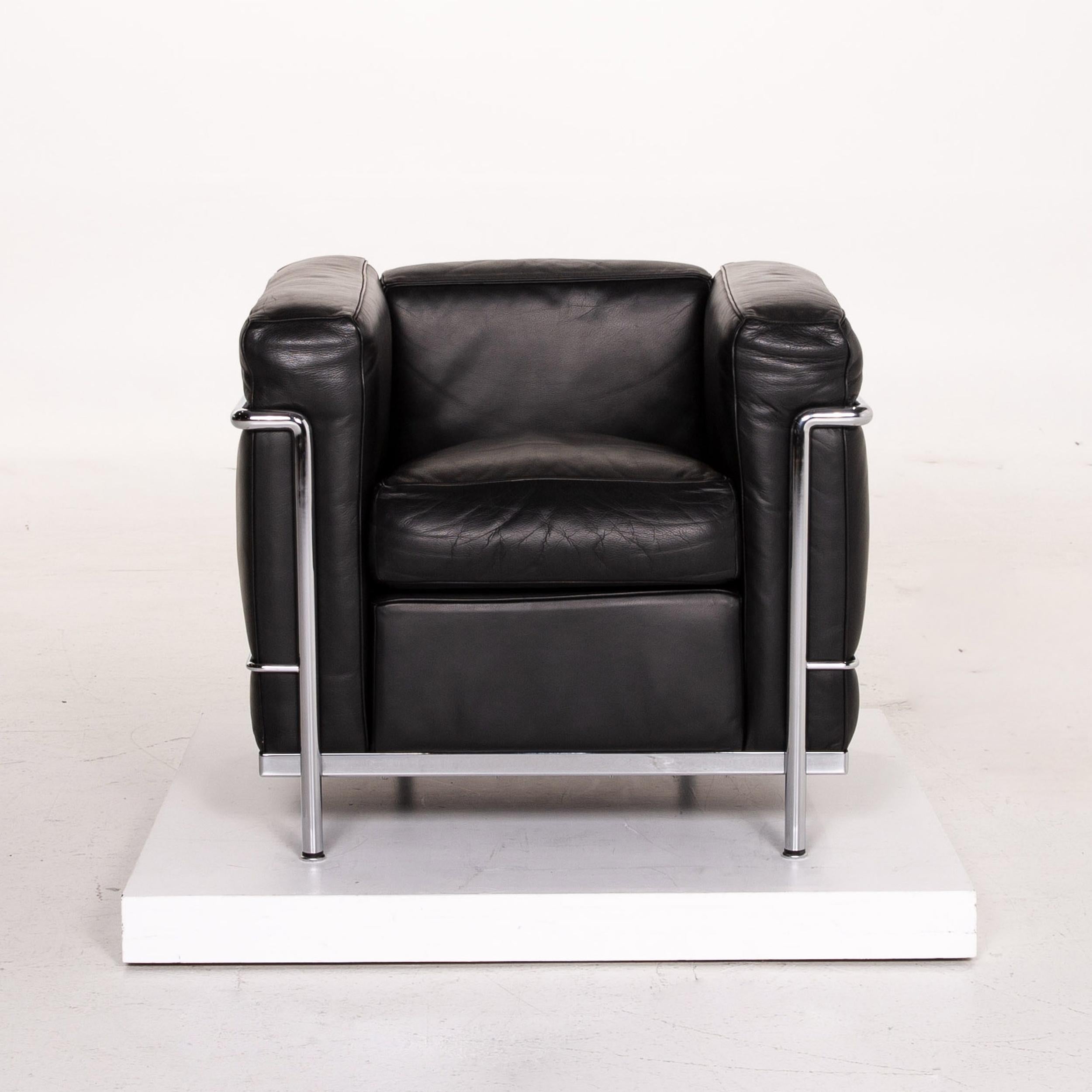 Cassina Le Corbusier LC 2 Leather Armchair Black For Sale 1