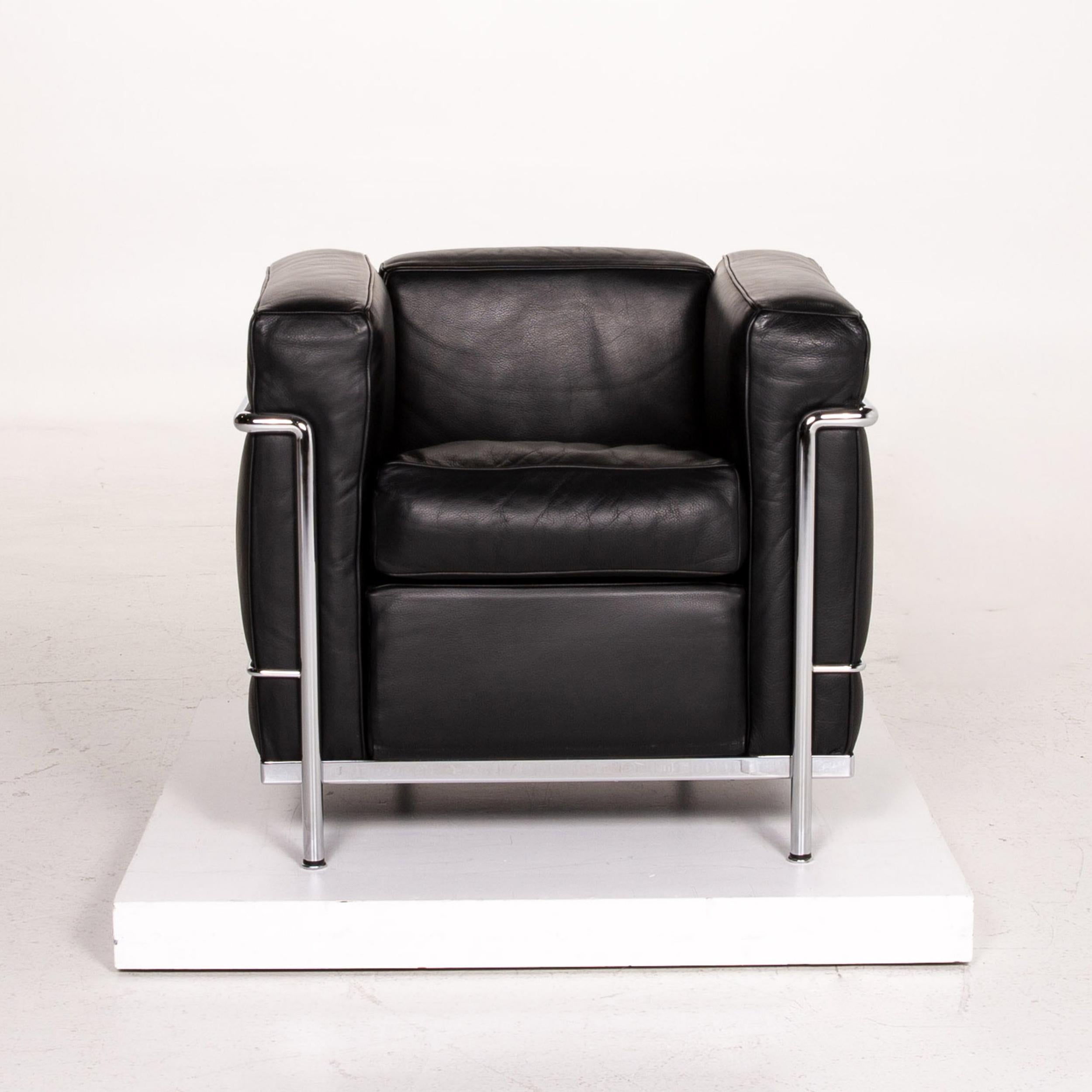 Cassina Le Corbusier LC 2 Leather Armchair Black For Sale 1
