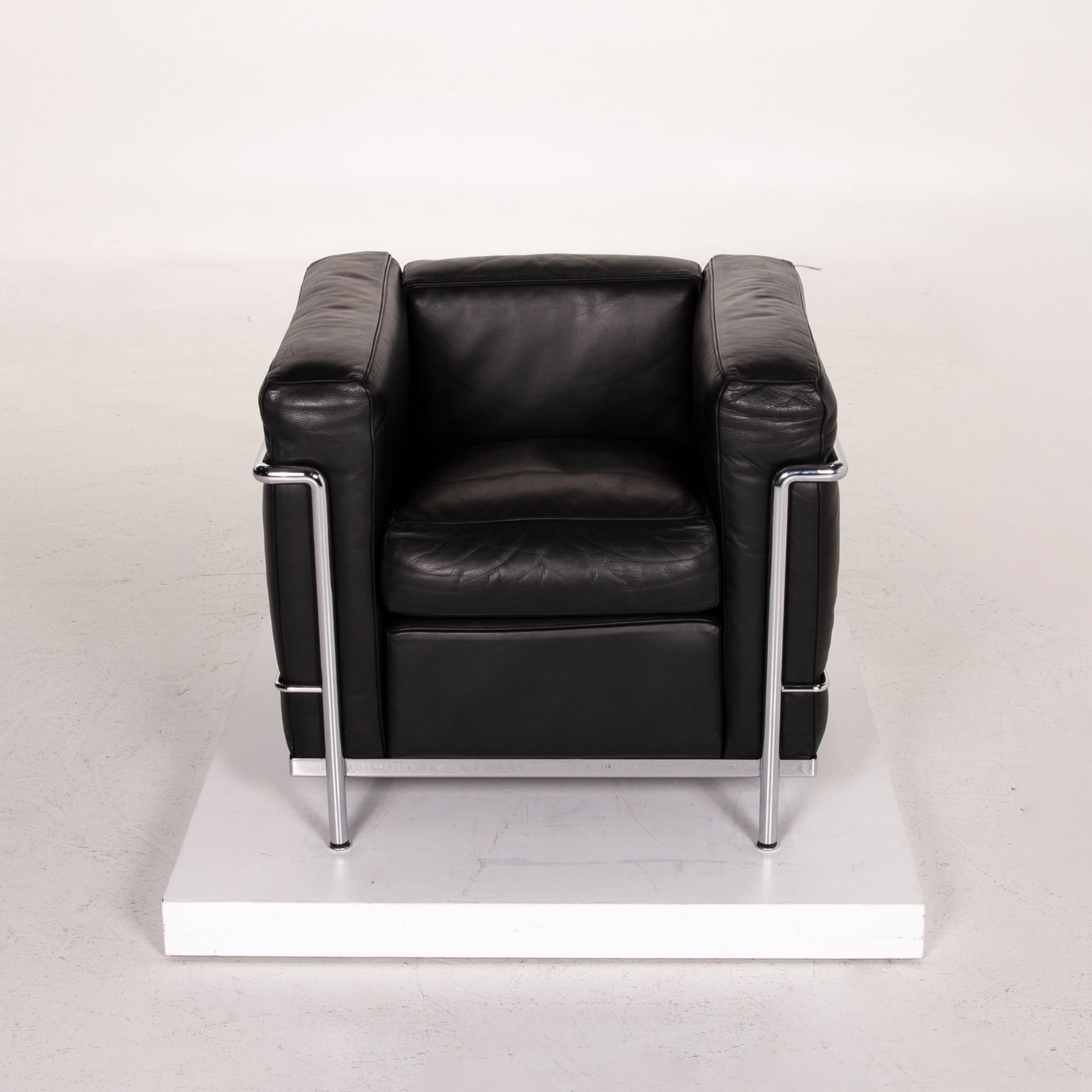 Cassina Le Corbusier LC 2 Leather Armchair Black For Sale 2