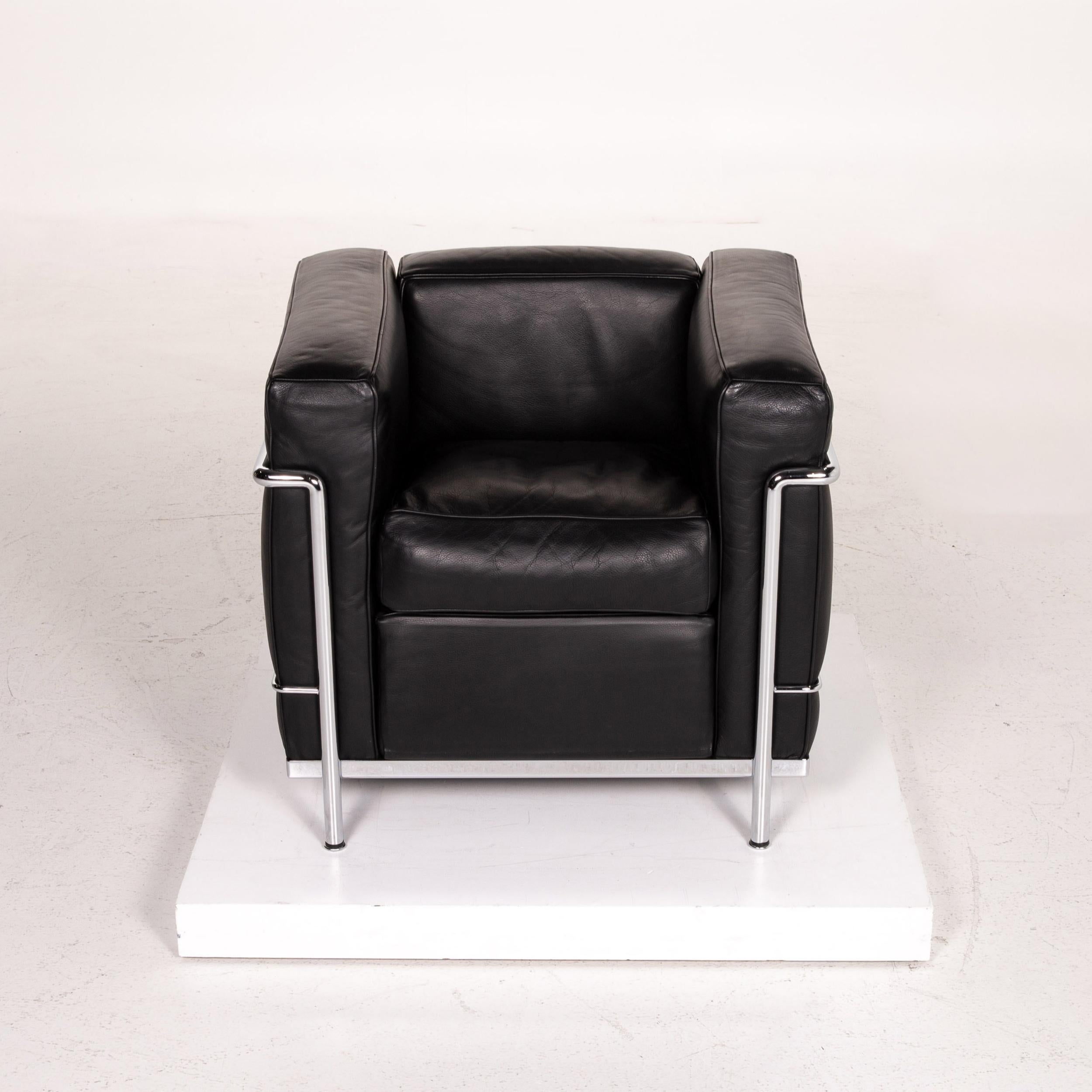 Cassina Le Corbusier LC 2 Leather Armchair Black For Sale 2