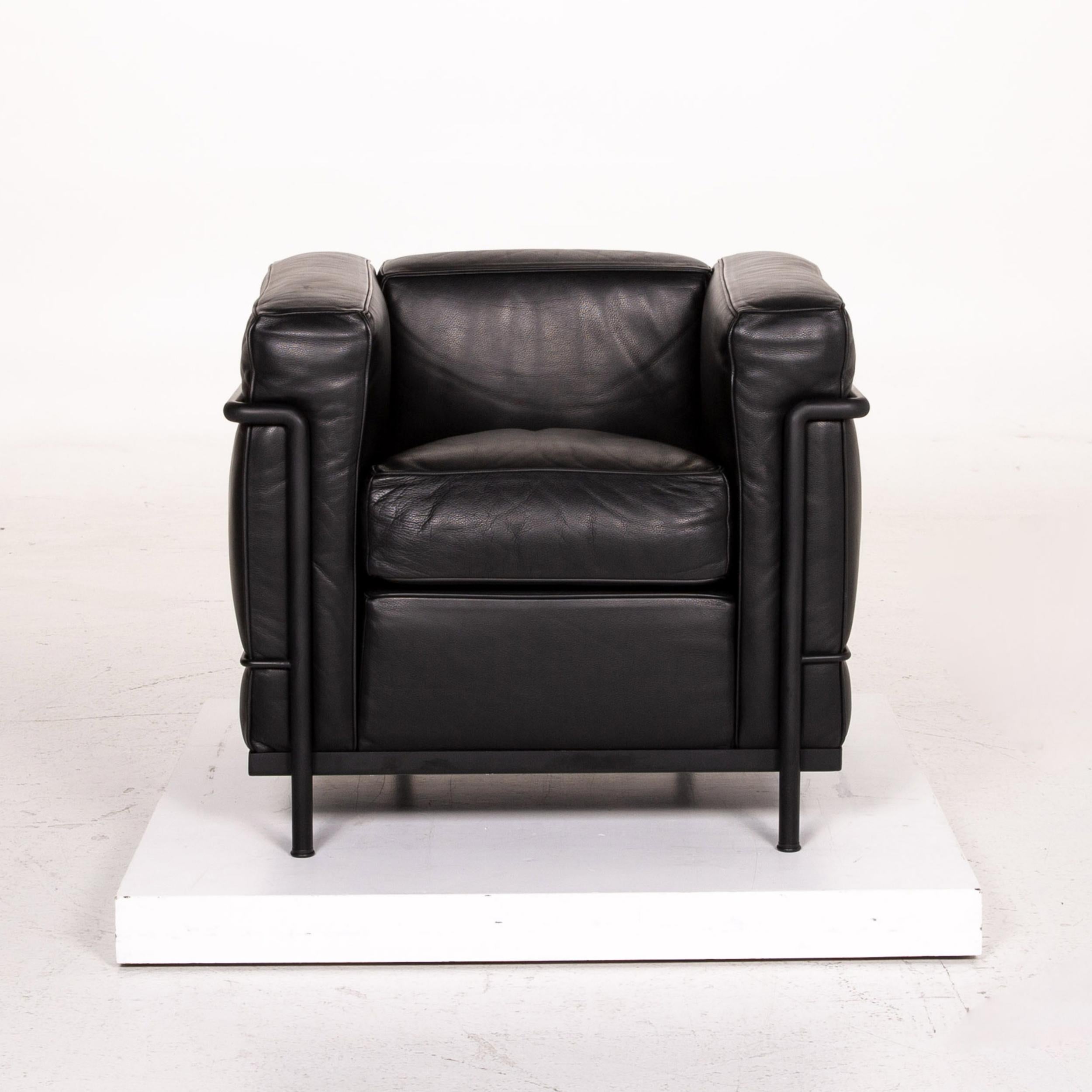 Cassina Le Corbusier LC 2 Leather Armchair Black For Sale 2