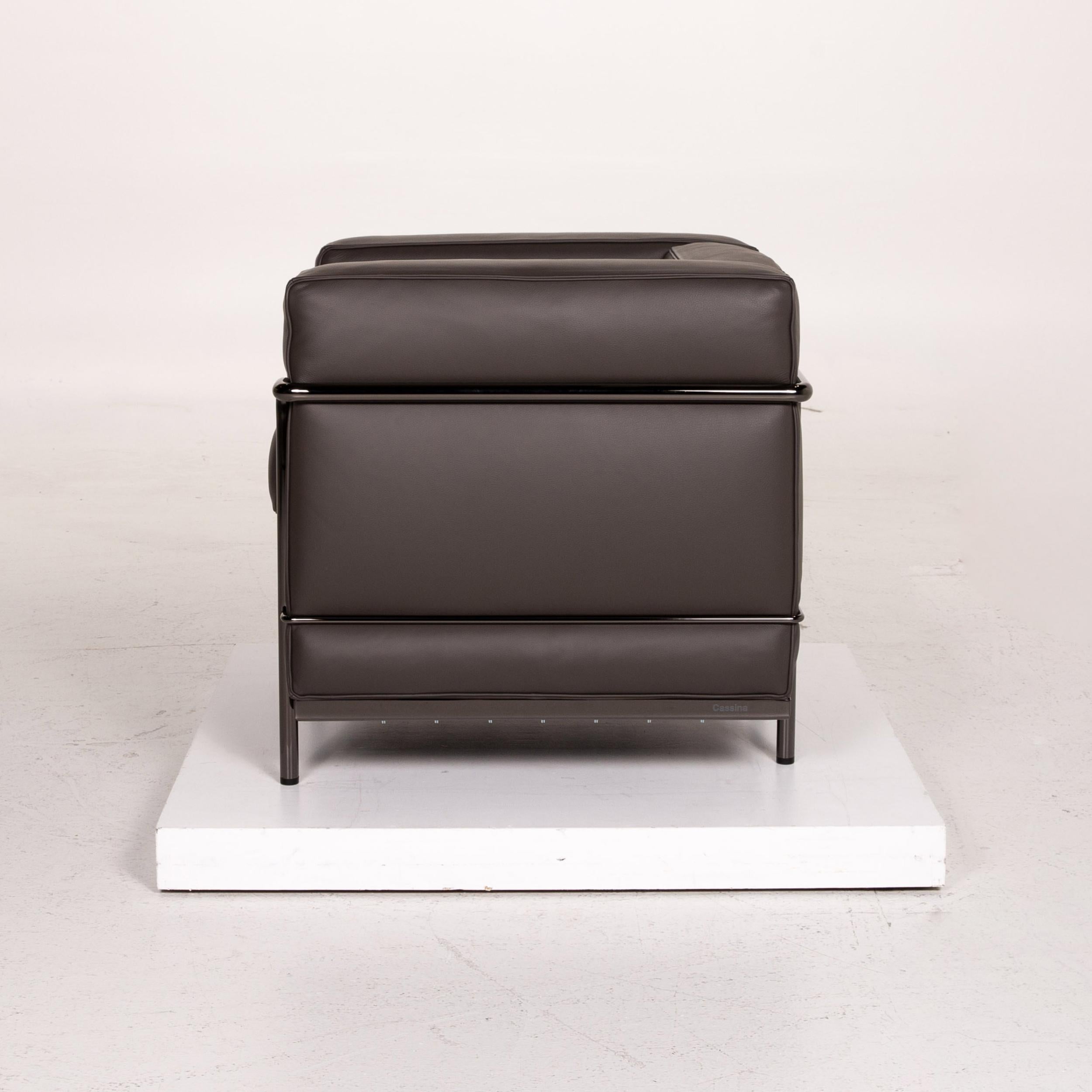 Cassina Le Corbusier LC 2 Leather Armchair Gray Brown Brown 4