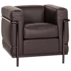Cassina Le Corbusier LC 2 Leather Armchair Gray Brown Brown