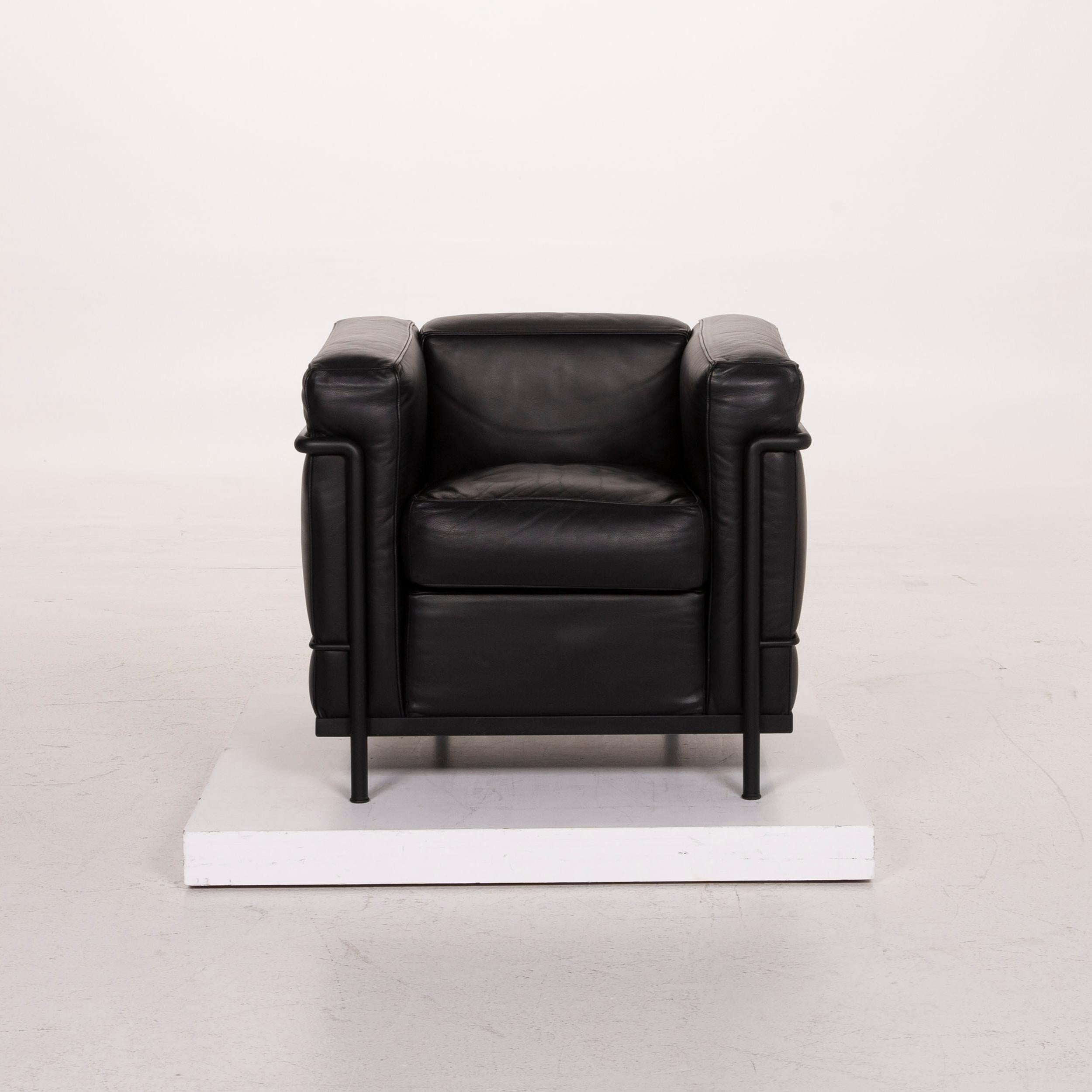 Cassina Le Corbusier LC 2 Leather Armchair Set Black Set For Sale 2