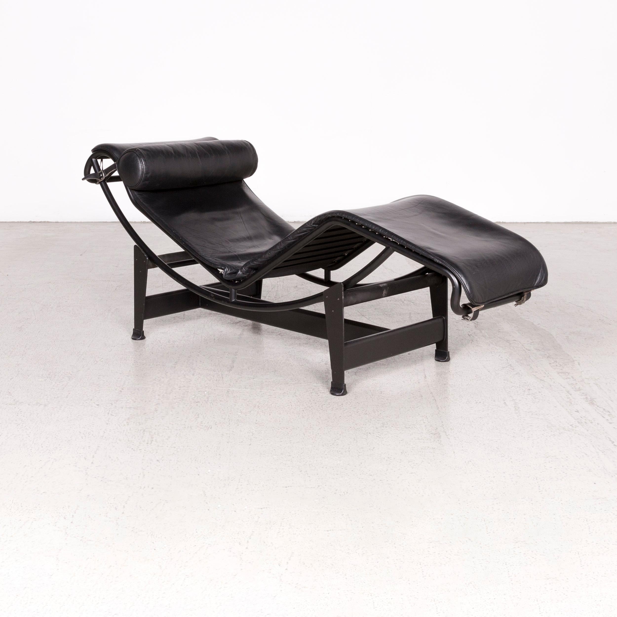 Cassina Le Corbusier LC 4 Designer Leather Lounger Black Real Leather Armchair In Good Condition For Sale In Cologne, DE