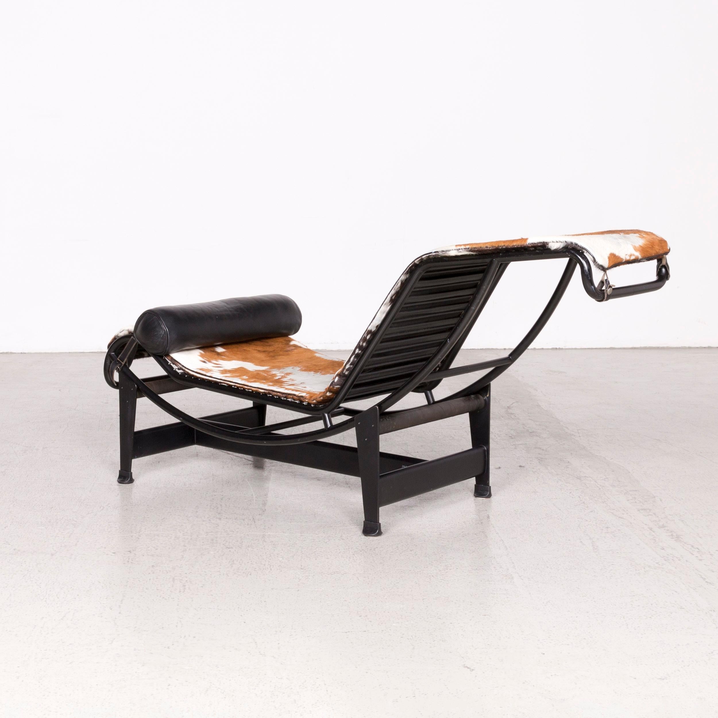 Italian Cassina Le Corbusier LC 4 Designer Leather Lounger Brown Genuine Leather For Sale