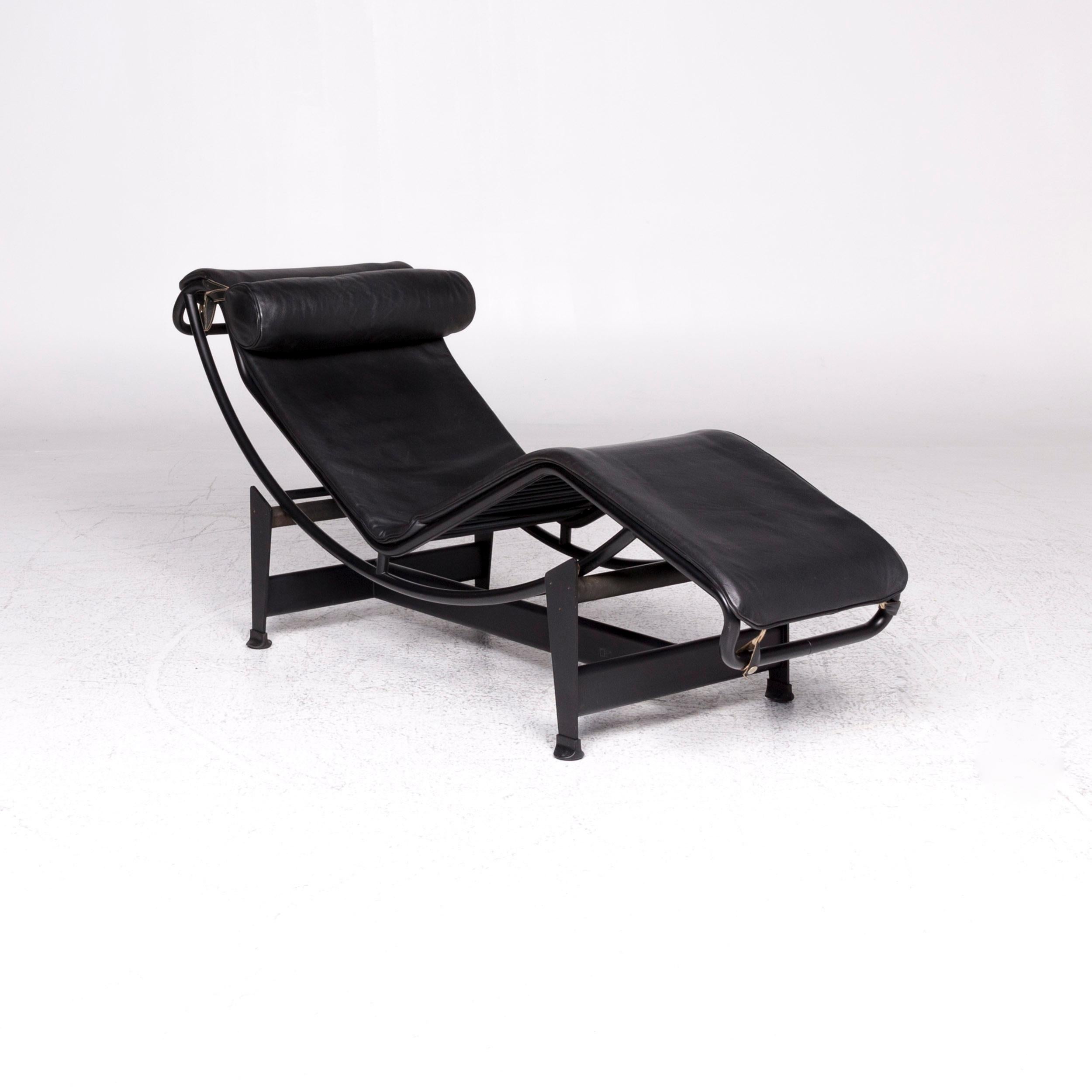 Italian Cassina Le Corbusier LC 4 Leather Lounger Black Relax Function