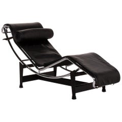 Cassina Le Corbusier LC 4 Leather Lounger Black Relax Lounger Relax Function