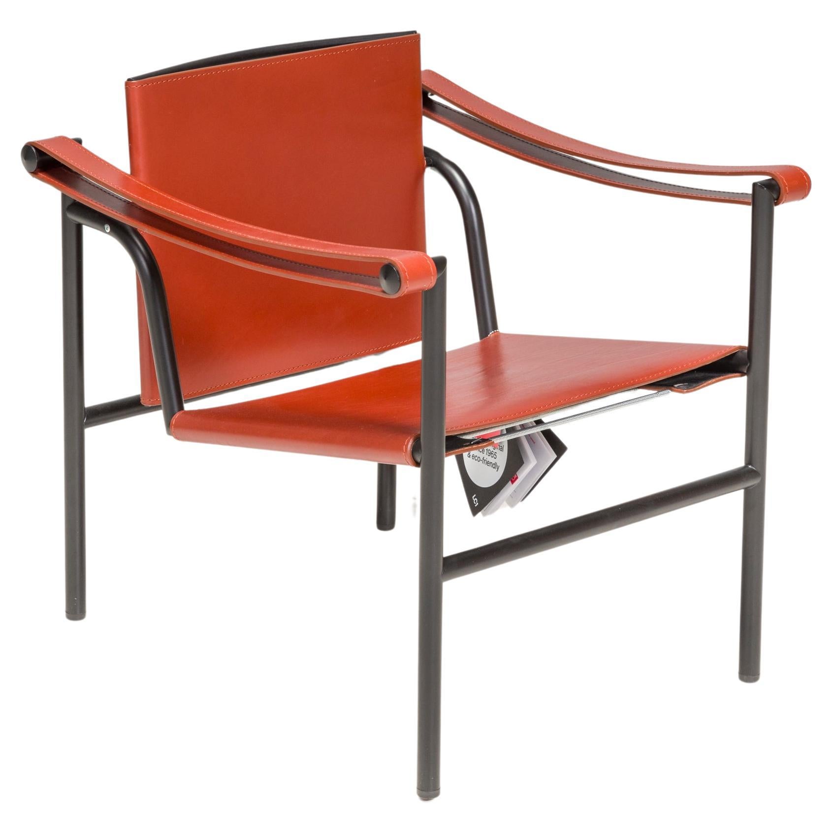 Cassina Le Corbusier, Pierre Jeanneret & Perriand Red Leather LC1 Armchair For Sale