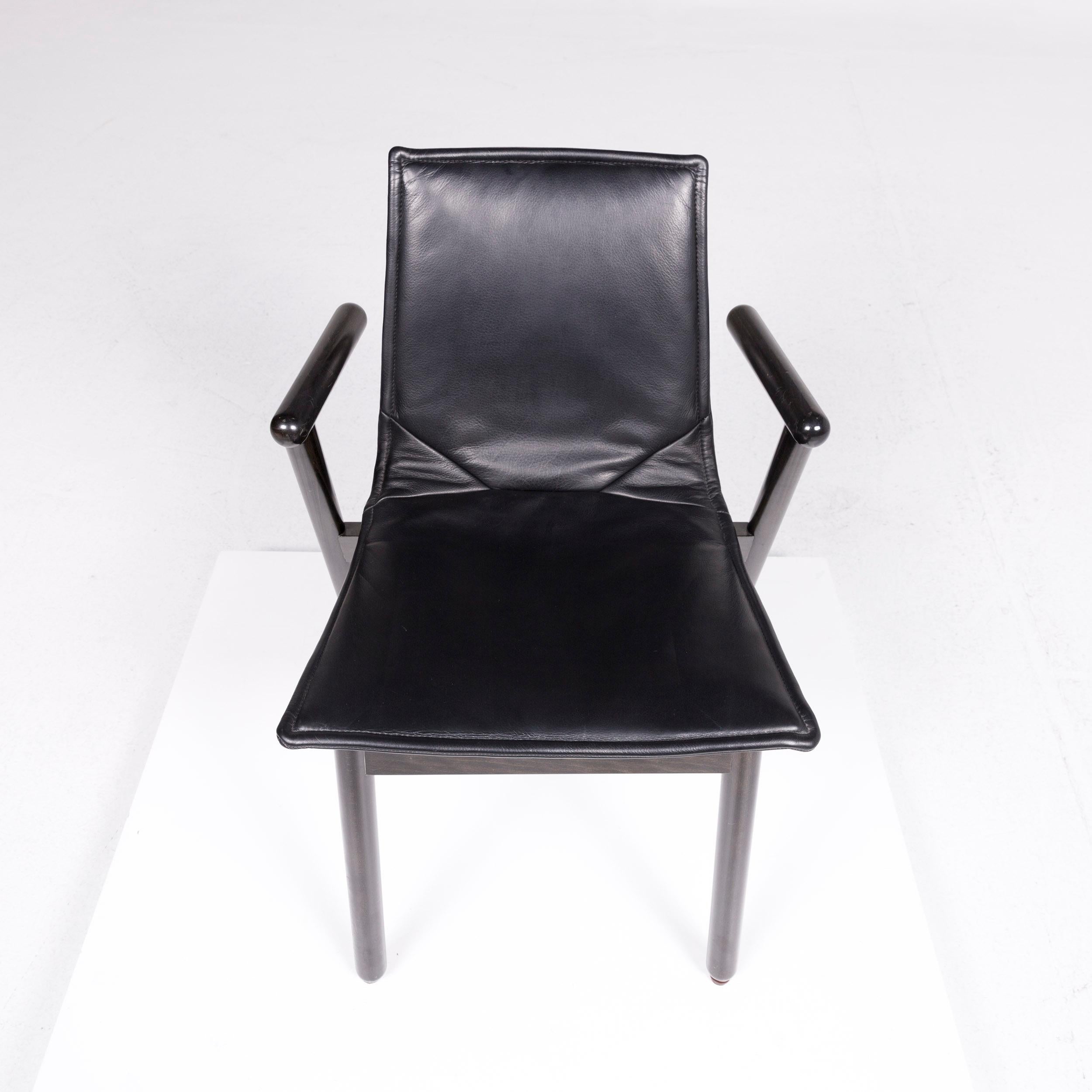 Cassina Leather Armchair Black Chair Diner Dining Chair For Sale 5