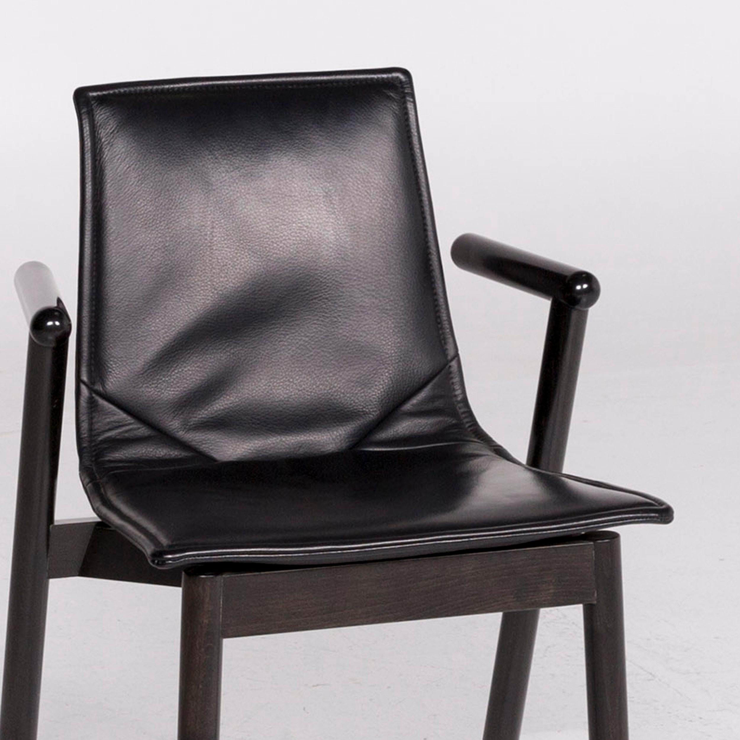 Italian Cassina Leather Armchair Black Chair Diner Dining Chair For Sale