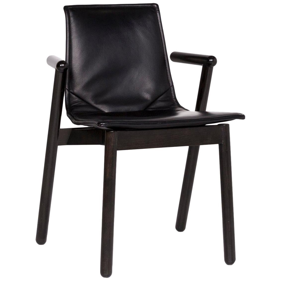Cassina Leather Armchair Black Chair Diner Dining Chair For Sale