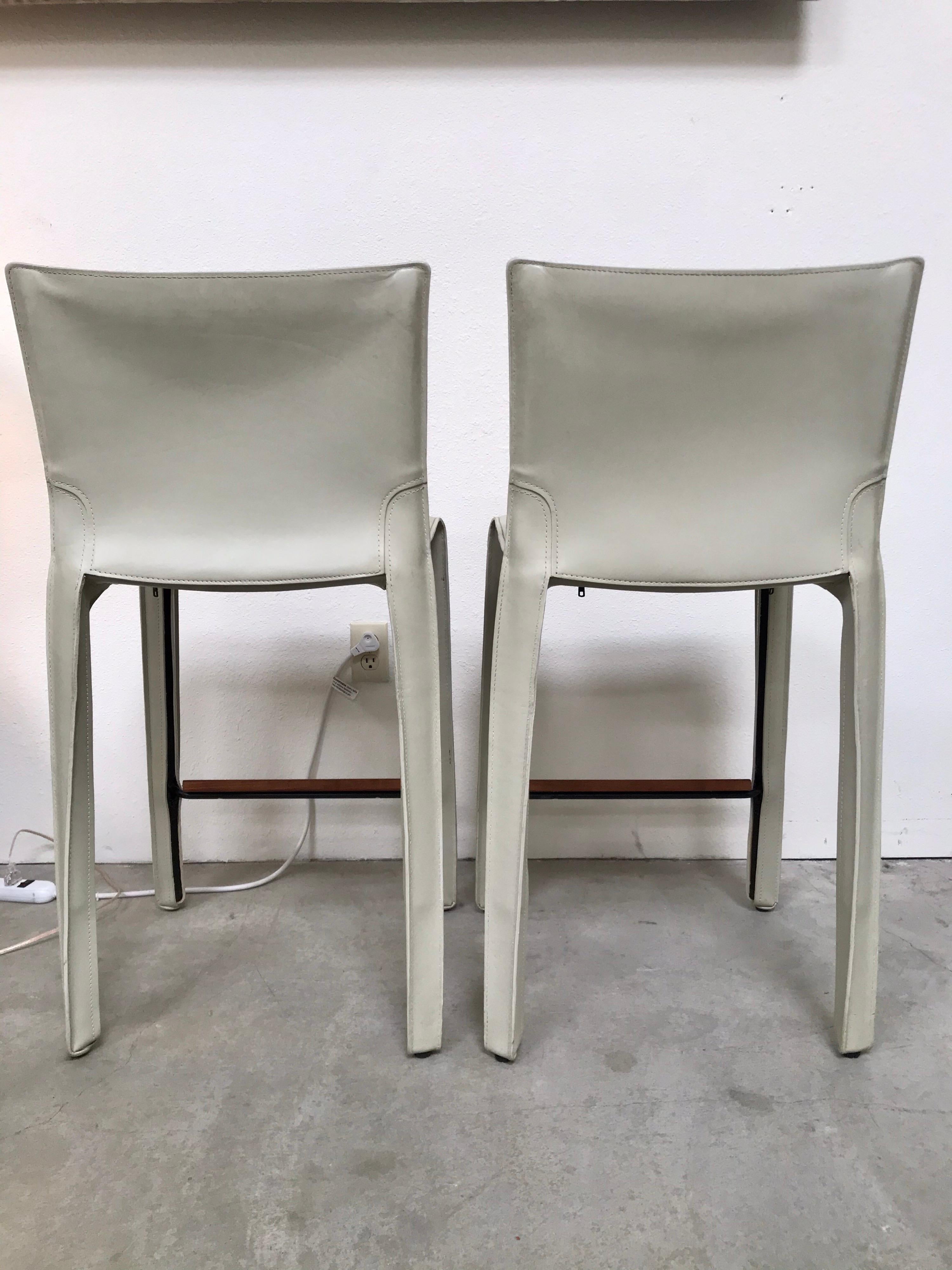 Cassina Leather Bar Stools by Mario Bellini 5