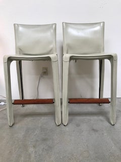 Cassina Leather Bar Stools by Mario Bellini