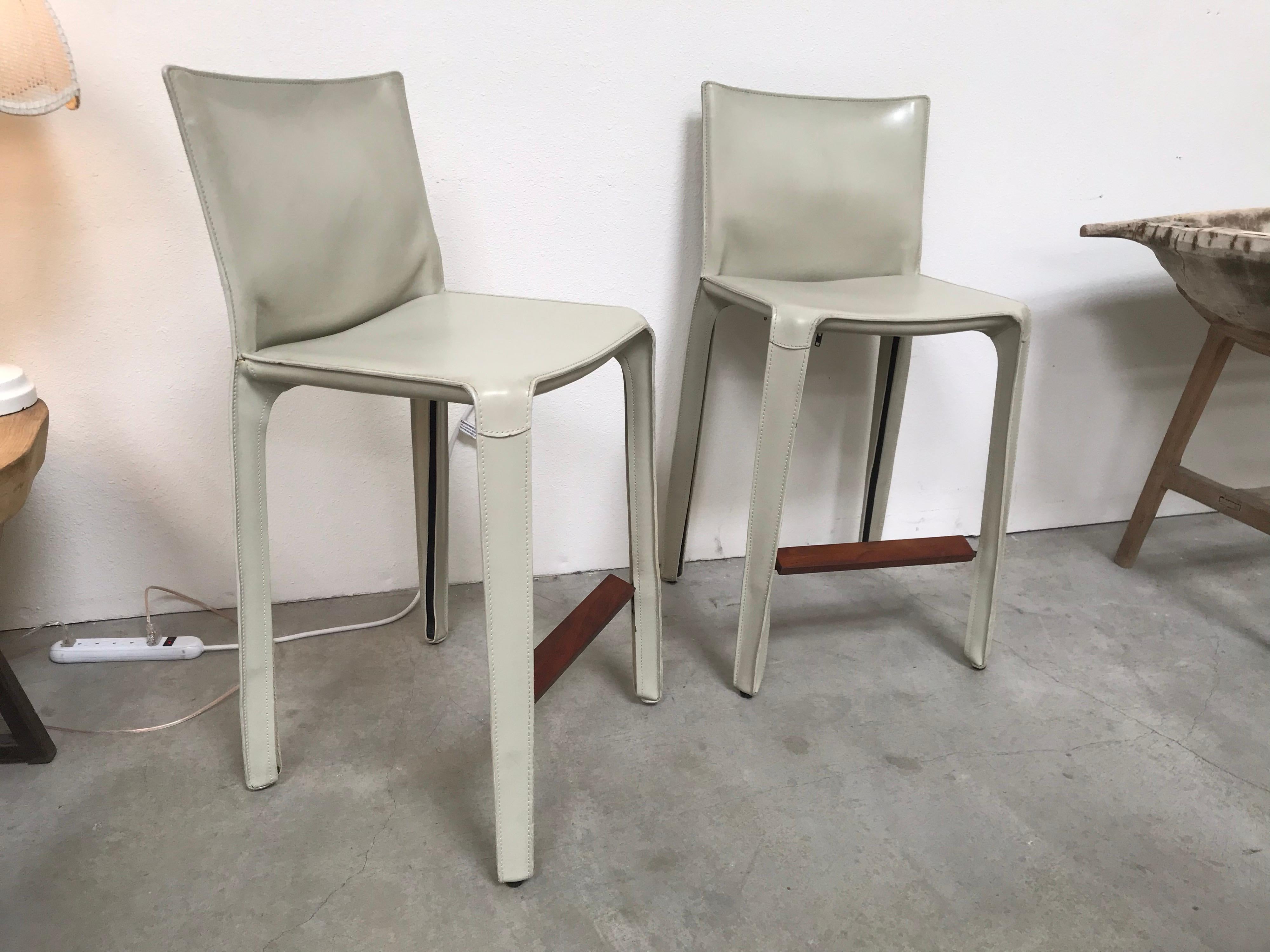 Other Cassina Leather Bar Stools by Mario Bellini