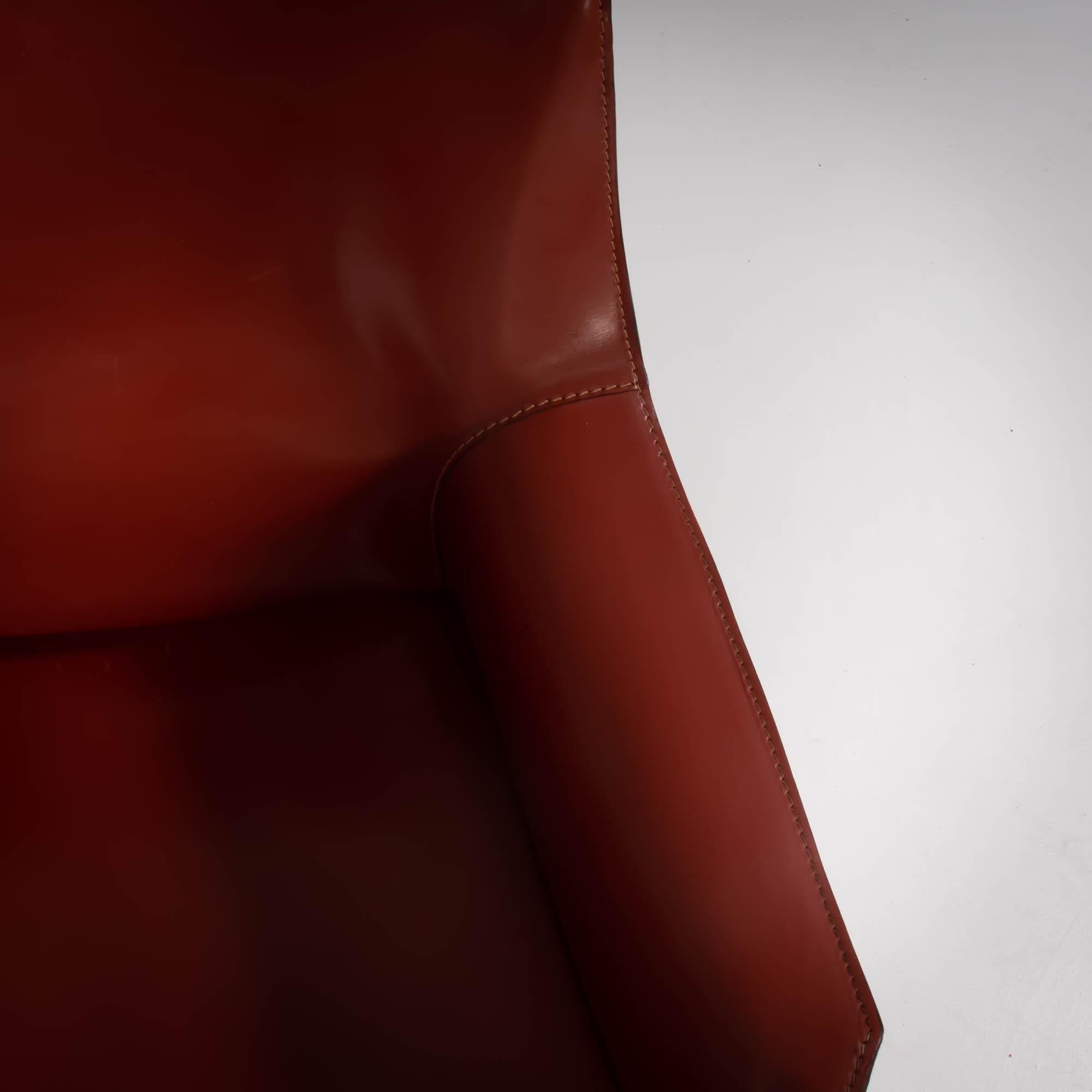 Contemporary Cassina Leather Cab Chair by Mario Bellini Cab 413 in Red