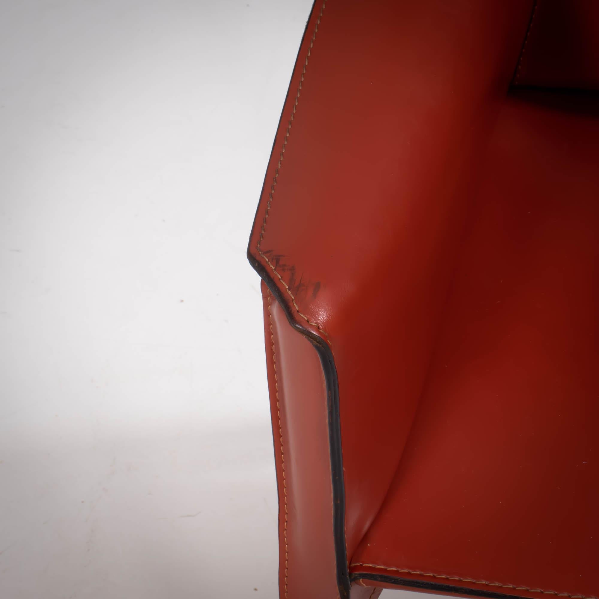 Cassina Leather Cab Chair by Mario Bellini Cab 413 in Red 1