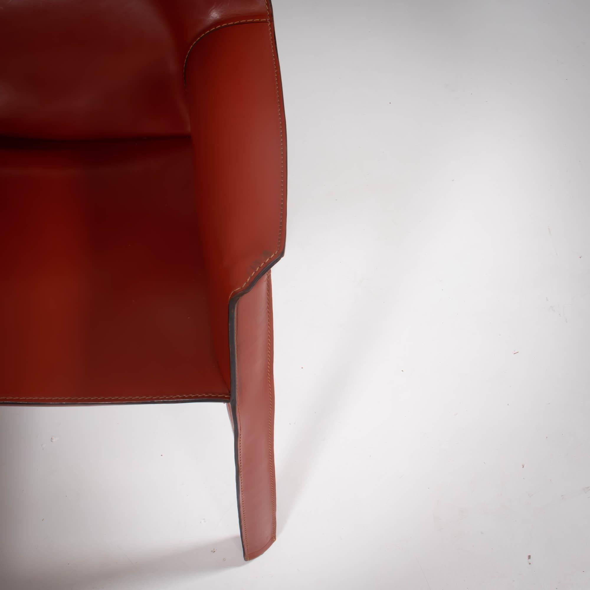 Cassina Leather Cab Chair by Mario Bellini Cab 413 in Red 2