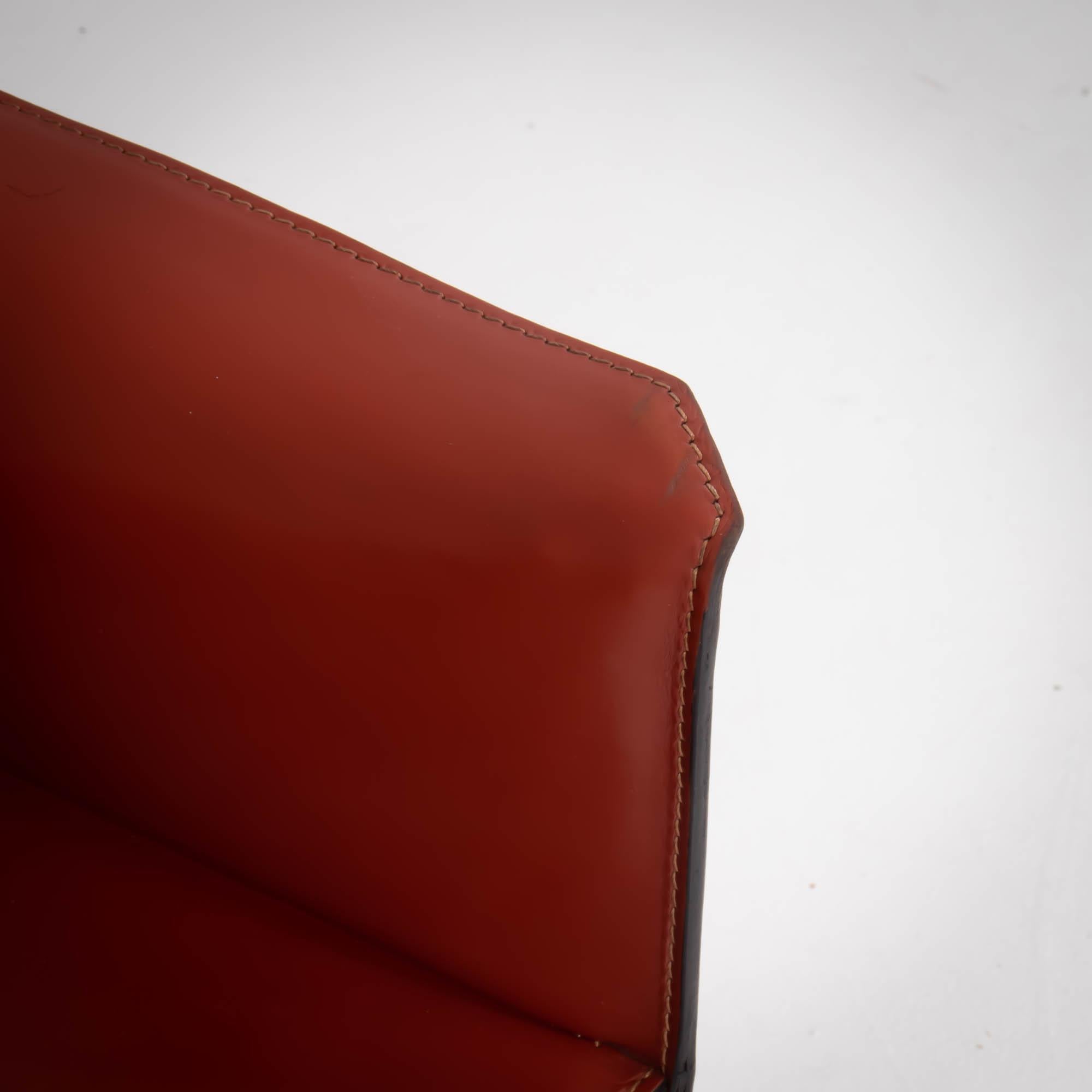 Cassina Leather Cab Chair by Mario Bellini Cab 413 in Red 3