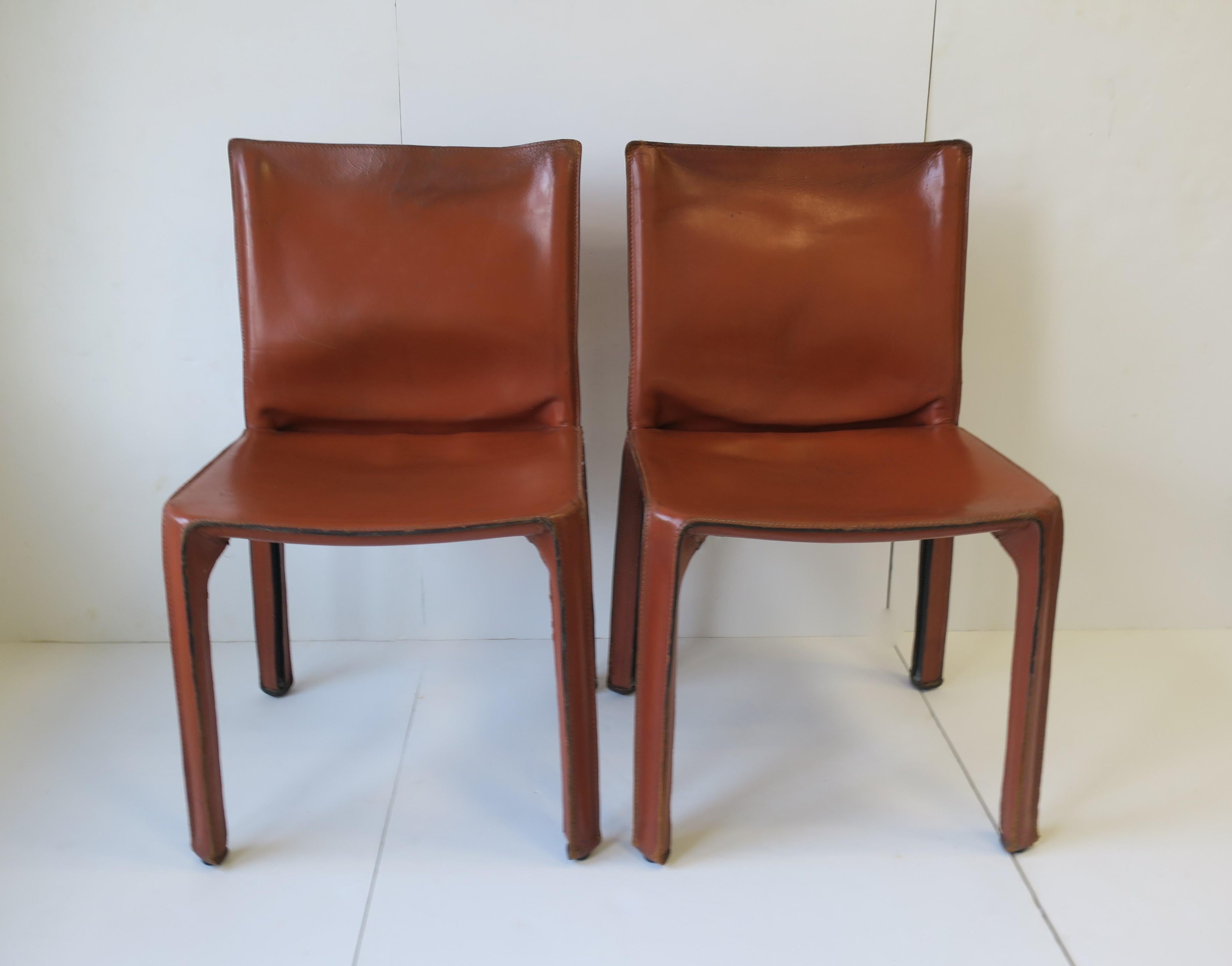 Italian Cassina Leather Cab Side Chairs
