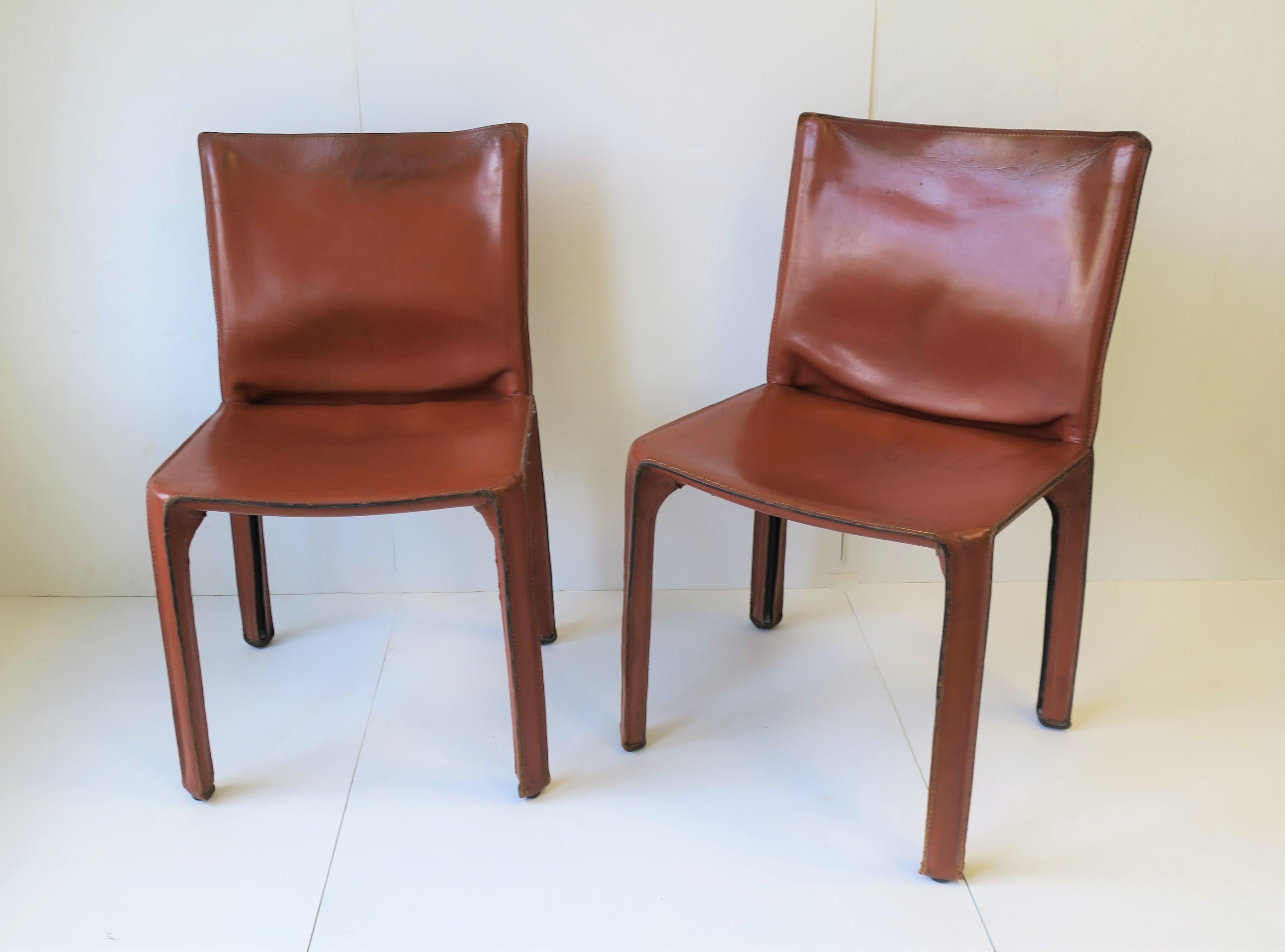Post-Modern Cassina Leather Cab Side Chairs