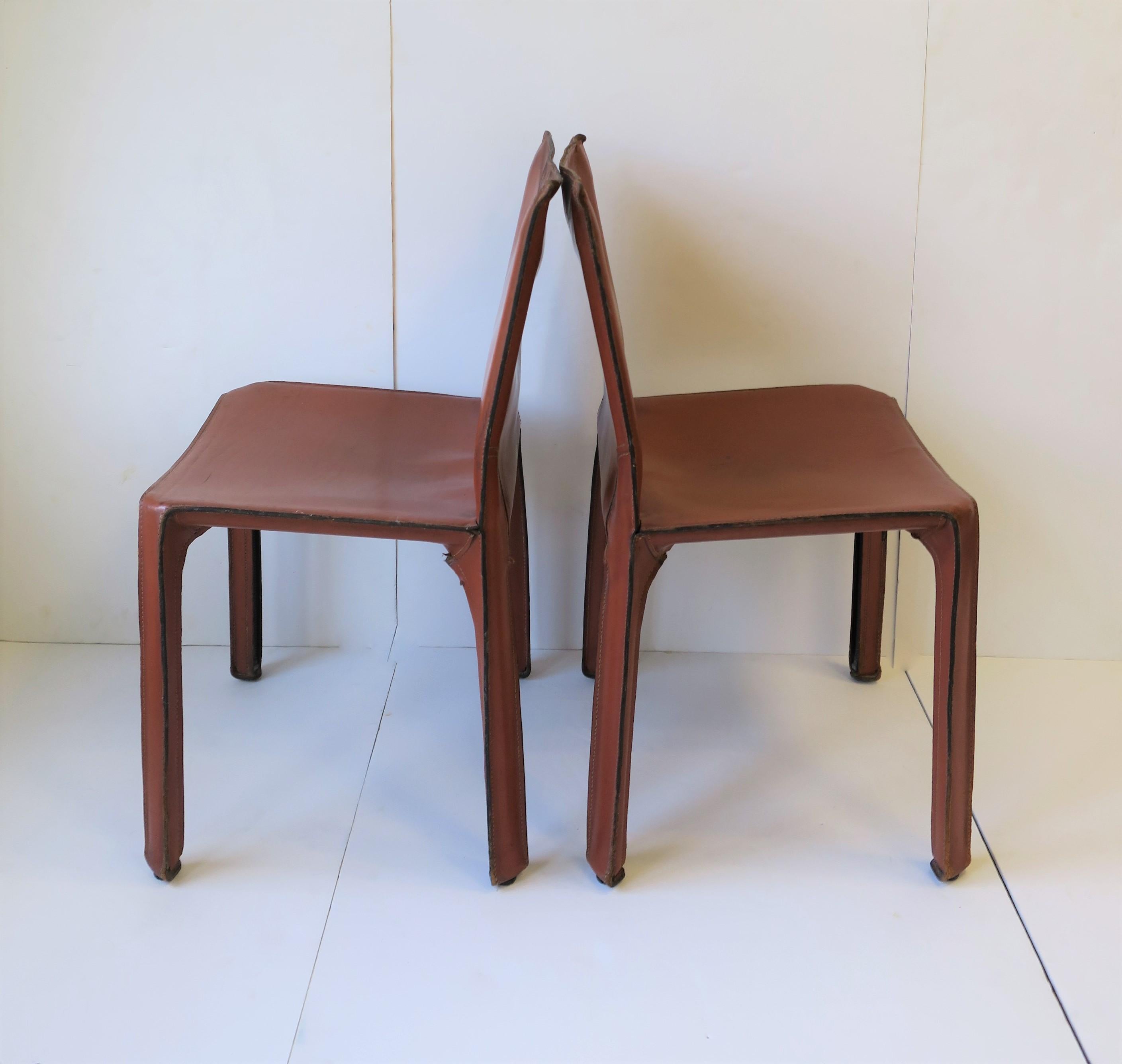 Late 20th Century Cassina Leather Cab Side Chairs