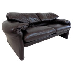 Cassina Maralunga 2 Seater Leather Sofa by Vico Magistretti
