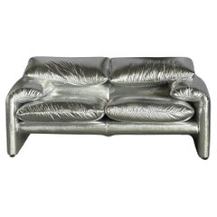 Cassina Maralunga 2 seater Silver Sofa by Vico Magistretti