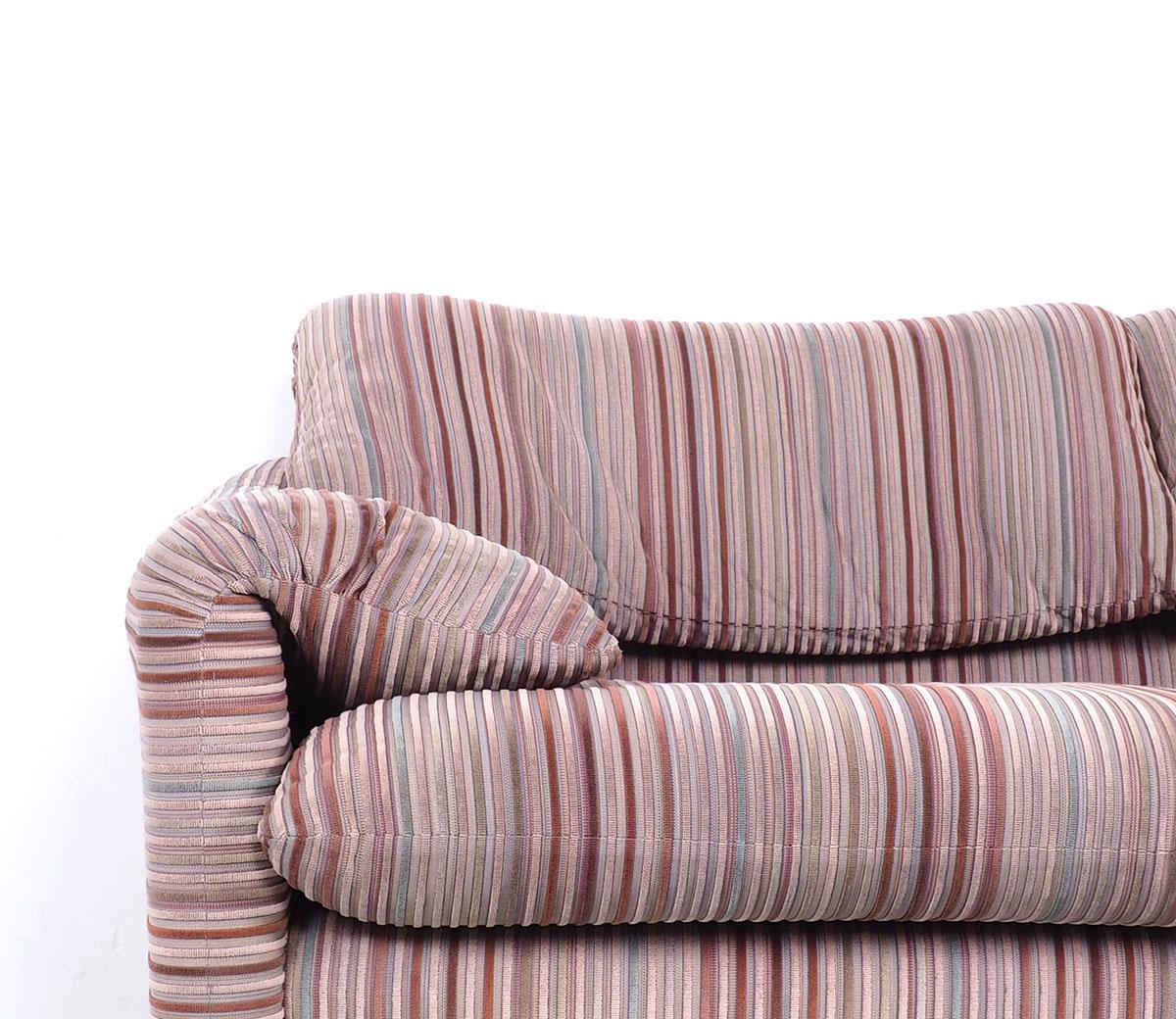 Italian Cassina Maralunga 2-Seater Sofa Colourful Striped Velvet