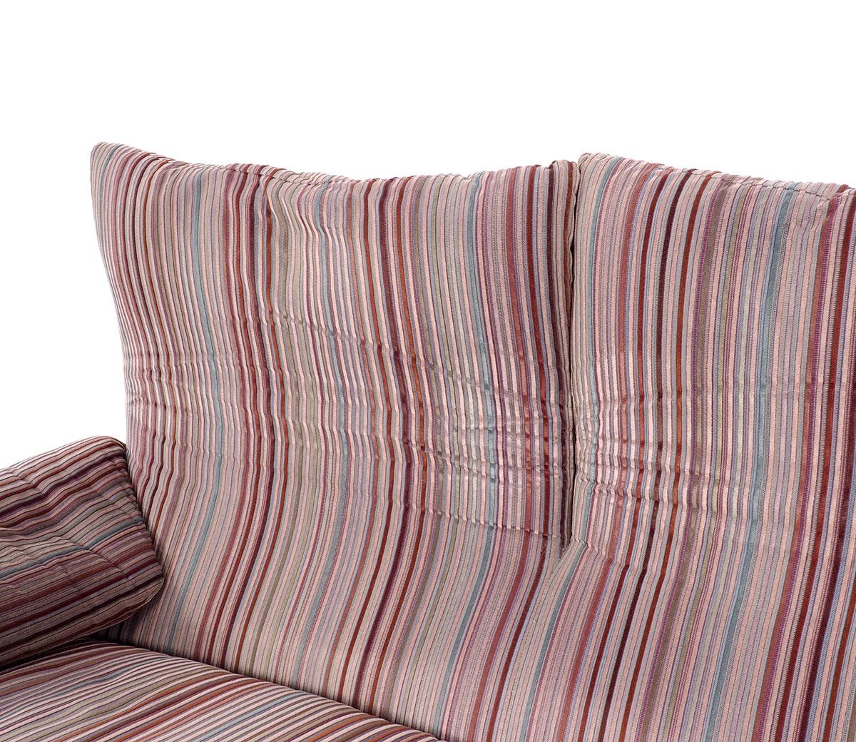 Late 20th Century Cassina Maralunga 2-Seater Sofa Colourful Striped Velvet
