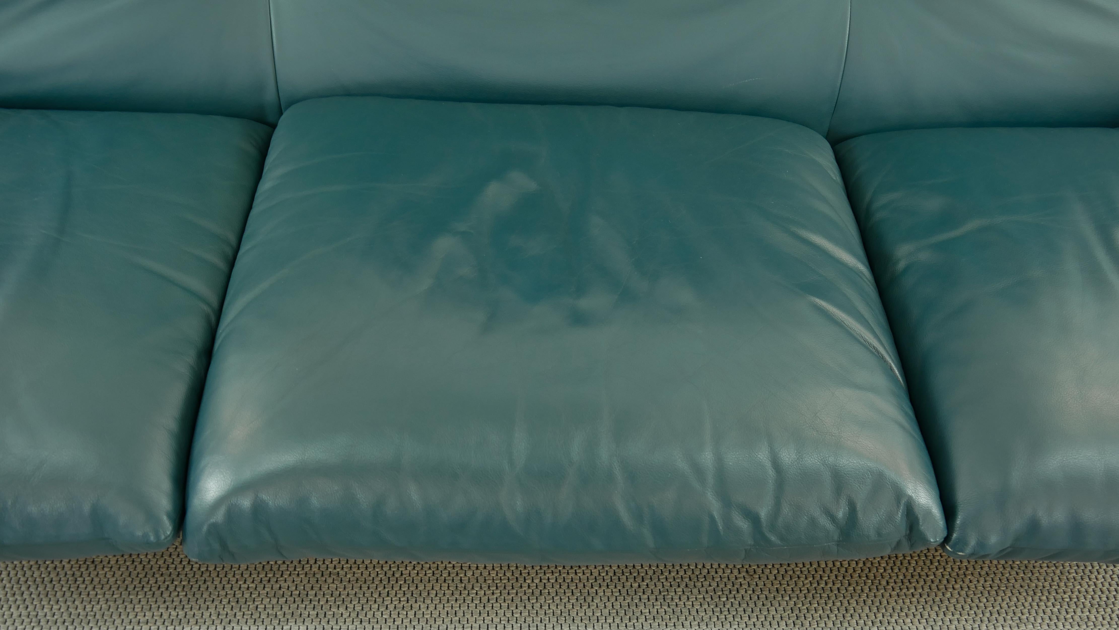 Cassina Maralunga 3-Seat Sofa by Vico Magistretti in Petrol-Darkgreen Leather 5