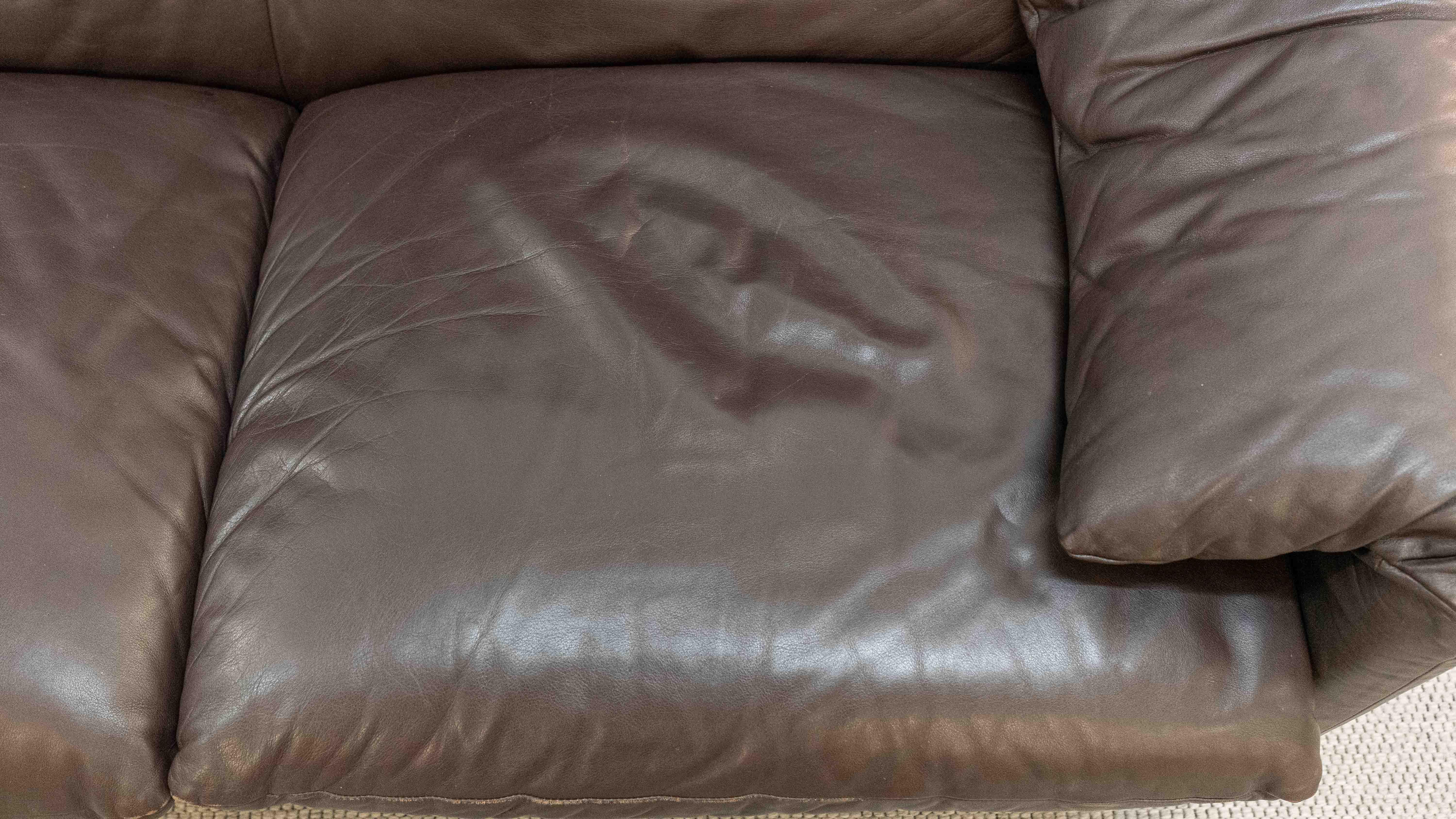 Divano a 3 posti Cassina Maralunga in pelle marrone scuro in vendita 8