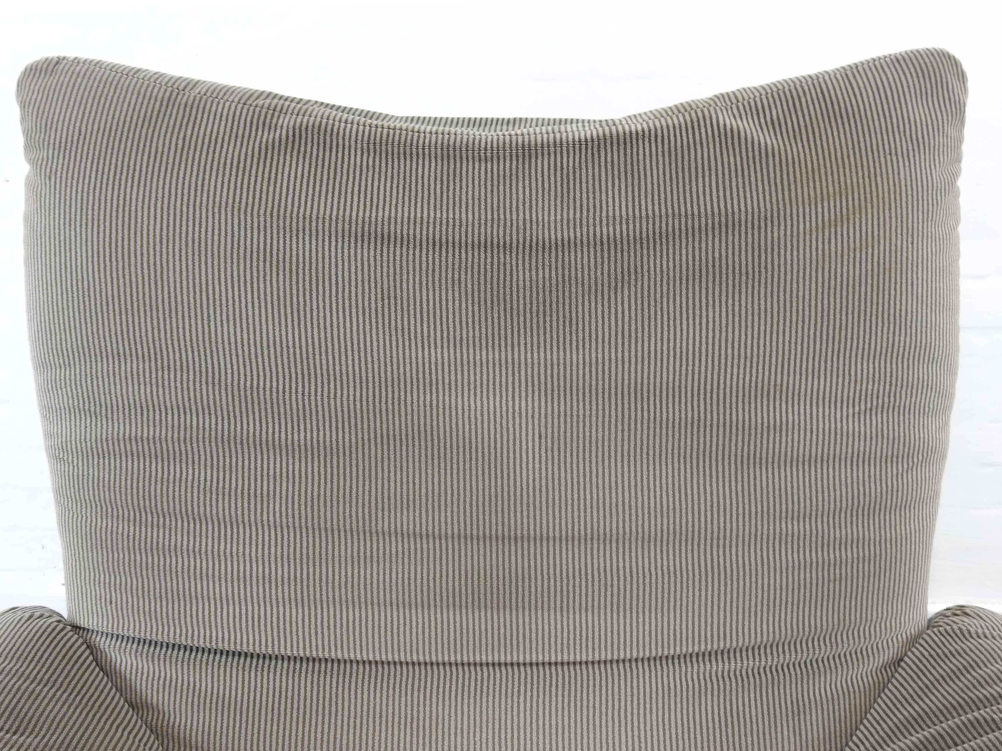 Cassina Maralunga Chair and Ottoman /Stool in Grey Striped Fabrics 4