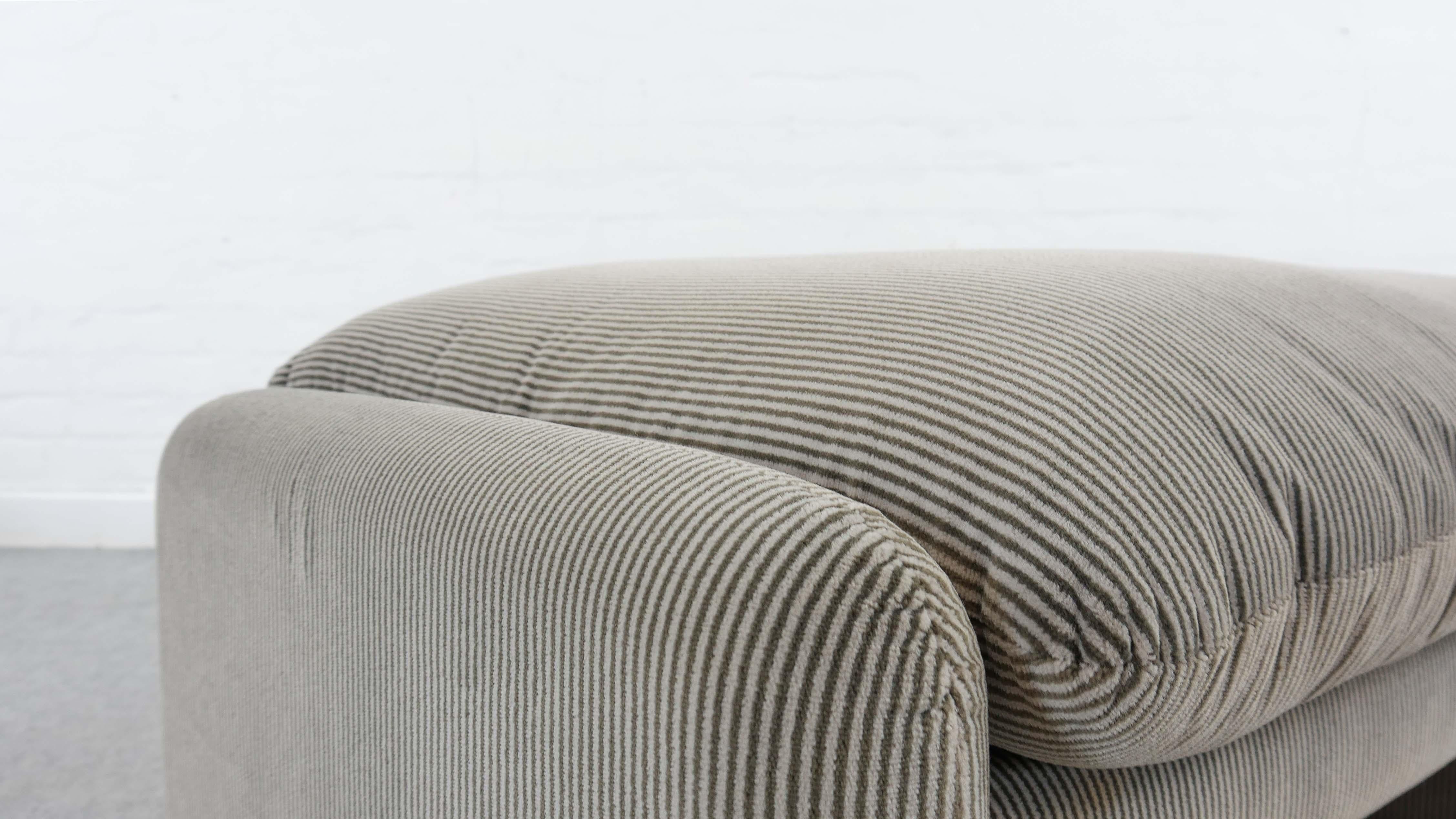 Cassina Maralunga Chair and Ottoman /Stool in Grey Striped Fabrics 6