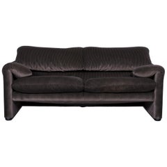 Cassina Maralunga Designer Fabric Sofa Grey Two-Seat Couch with Function