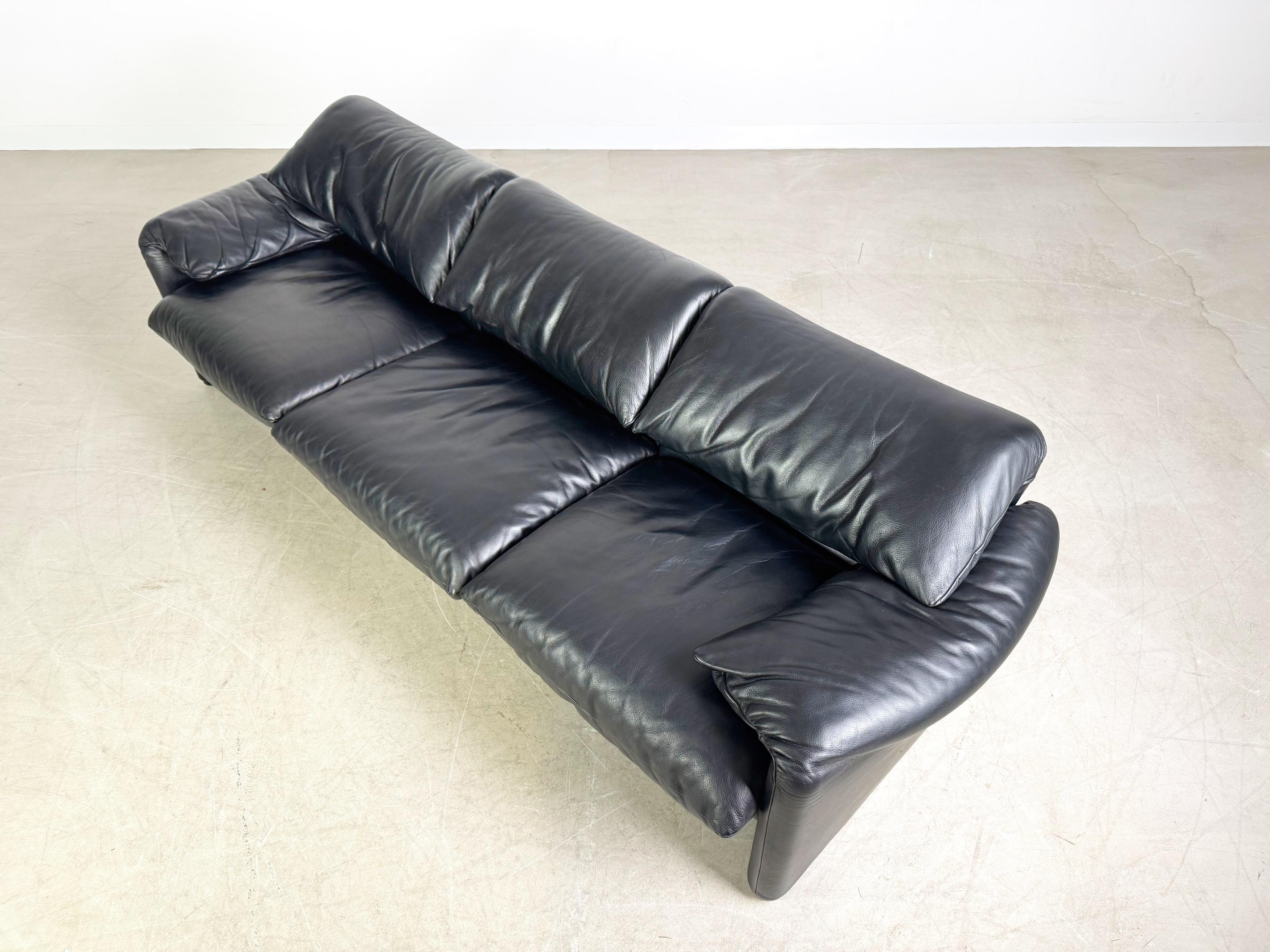 Cassina Maralunga Dreisitzer Sofá Sofá Vico Magistretti Leder en venta 3