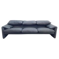 Cassina Maralunga Dreisitzer Stoffsofa Grau Magistretti Couch Sitzbank italia