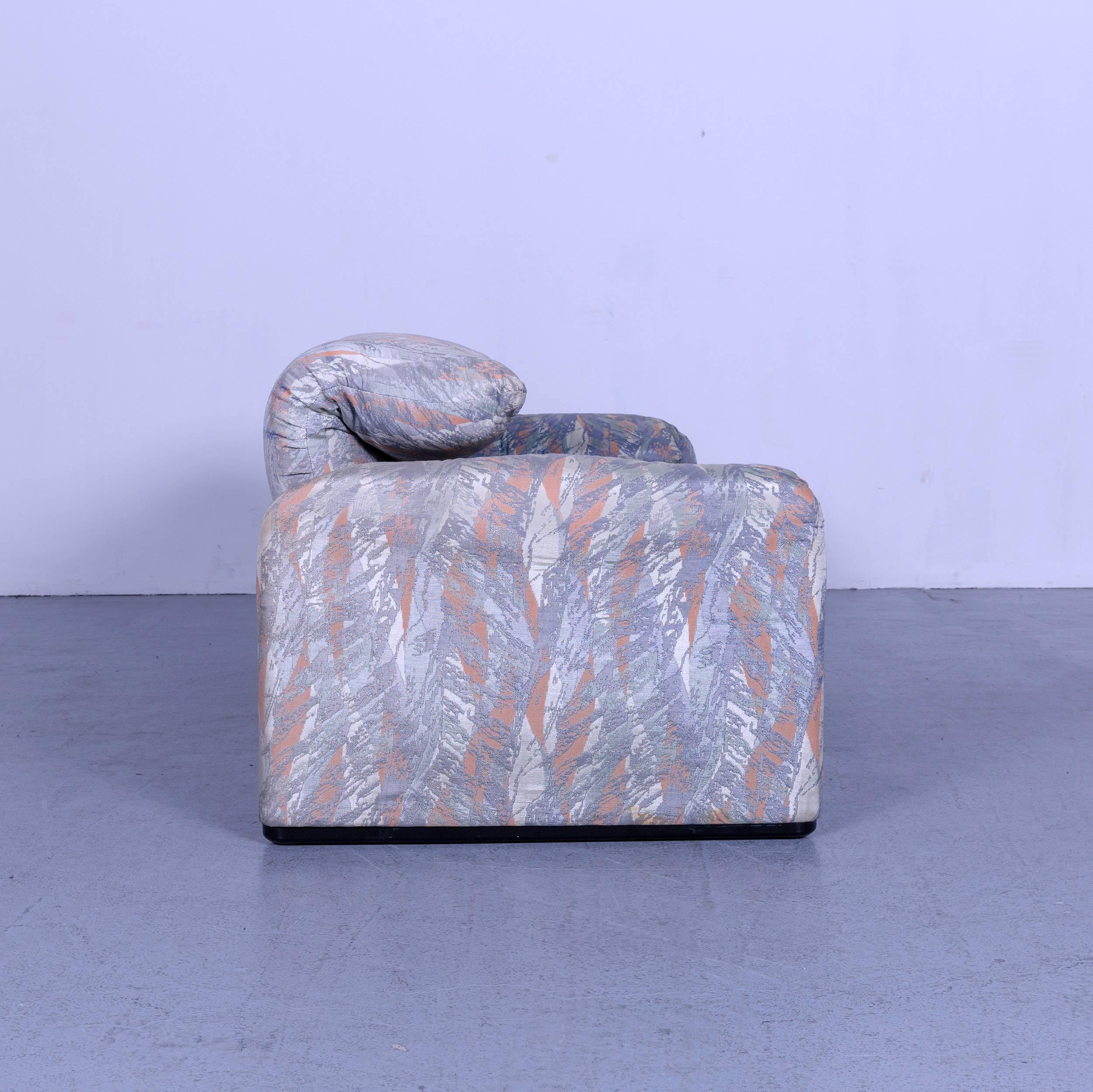 Cassina Maralunga Fabric Sofa Blue Grey Two-Seat Pattern For Sale 2