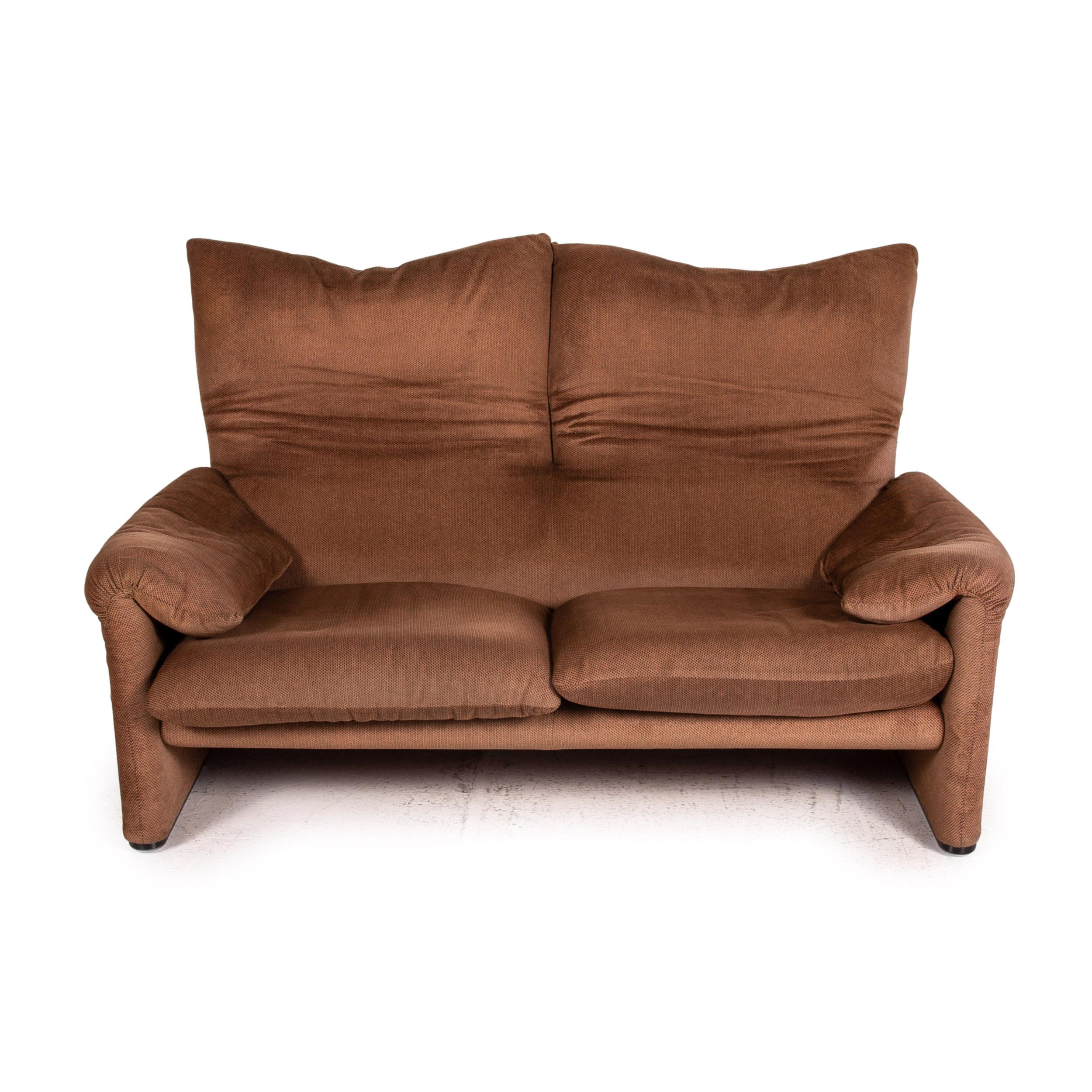 Modern Cassina Maralunga Fabric Sofa Brown Two-Seater Function Couch