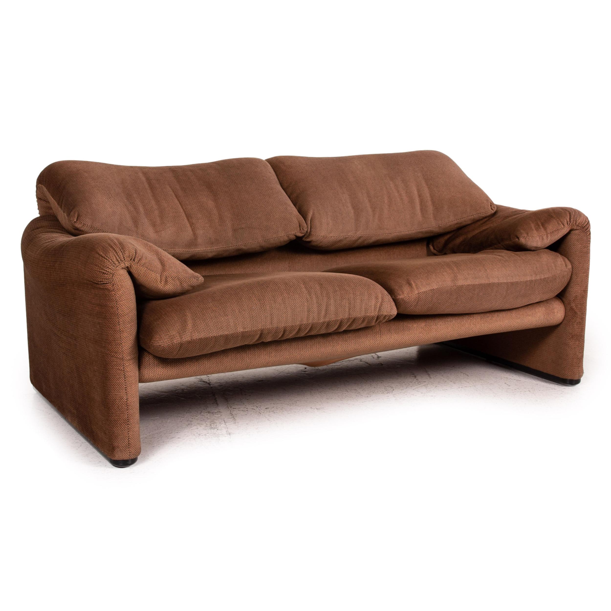 Cassina Maralunga Fabric Sofa Brown Two-Seater Function Couch 1
