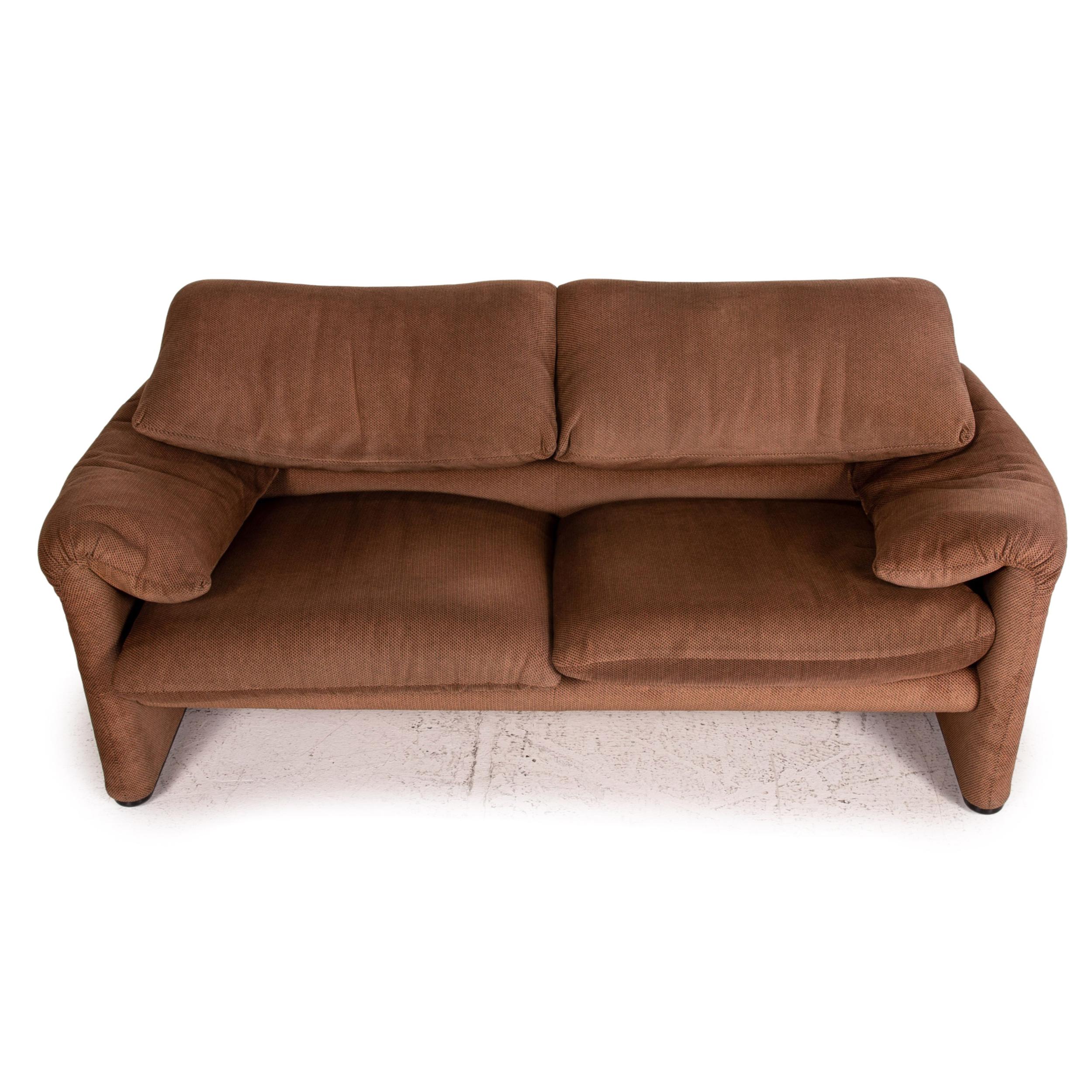 Cassina Maralunga Fabric Sofa Brown Two-Seater Function Couch 2